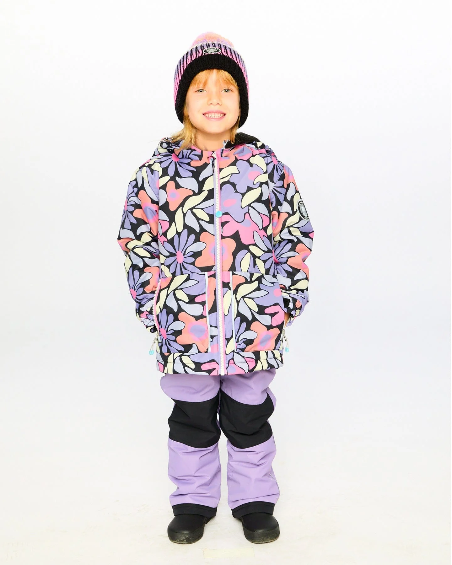 Two-Piece Chill Outerwear Set With Light Insulation Purple Gray - Deux par Deux