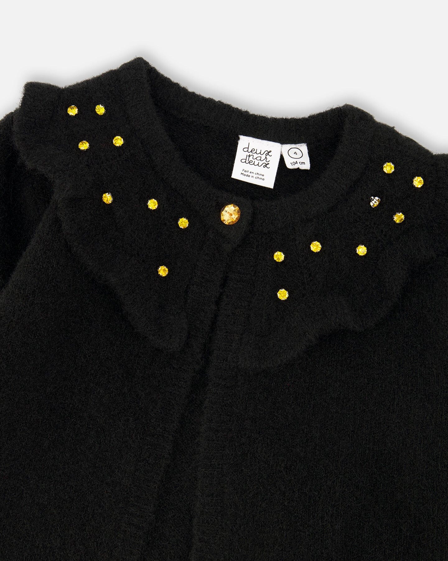 Knitted Cardigan With Rhinestones Black - Deux par Deux