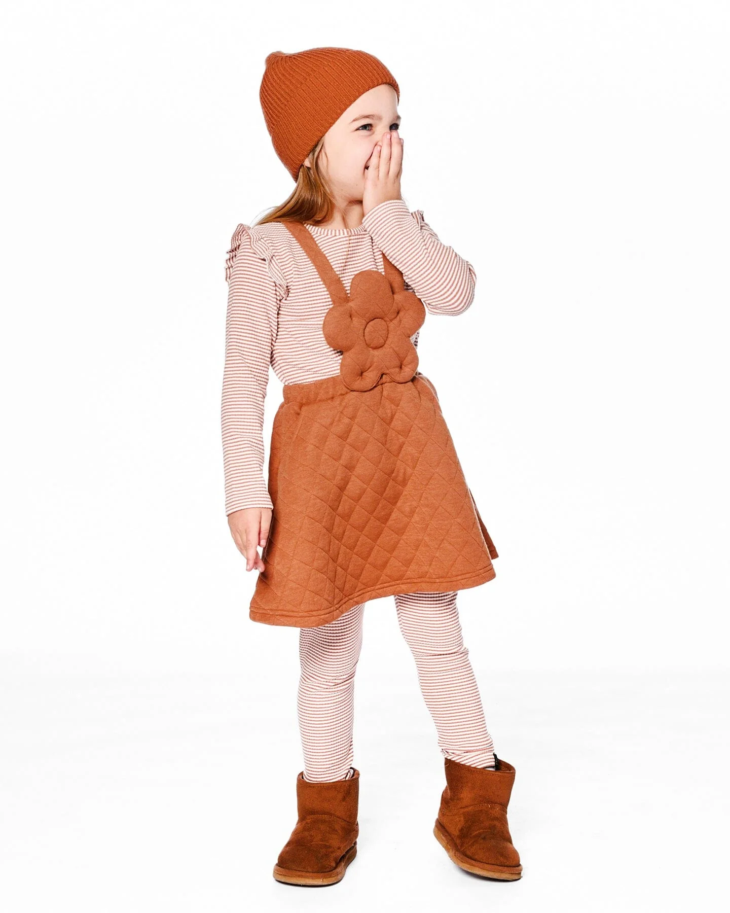 Quilted Overall Dress Mocha - Deux par Deux
