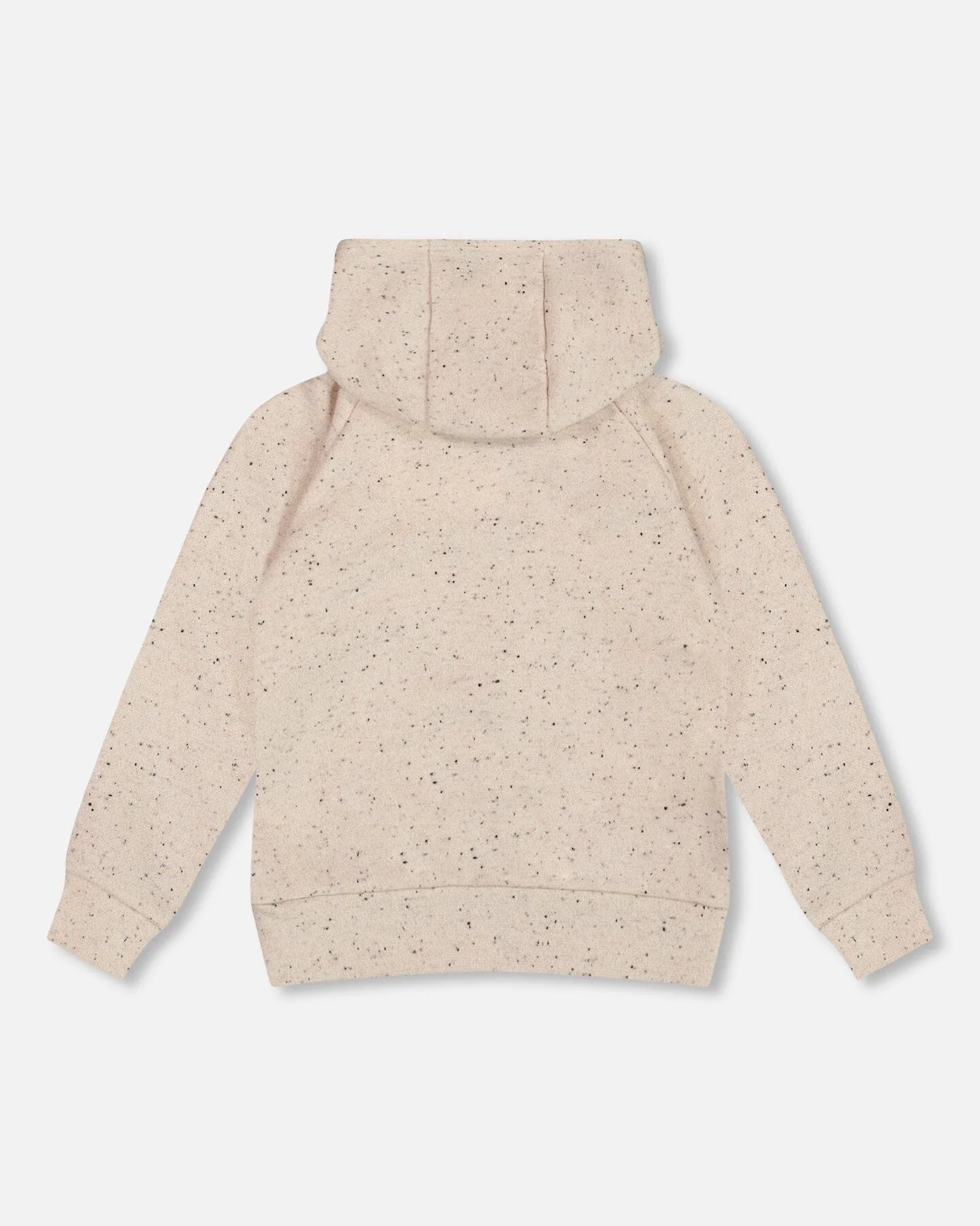 Glittering Beige French Terry Hoodie With Heart Applique - Deux par Deux