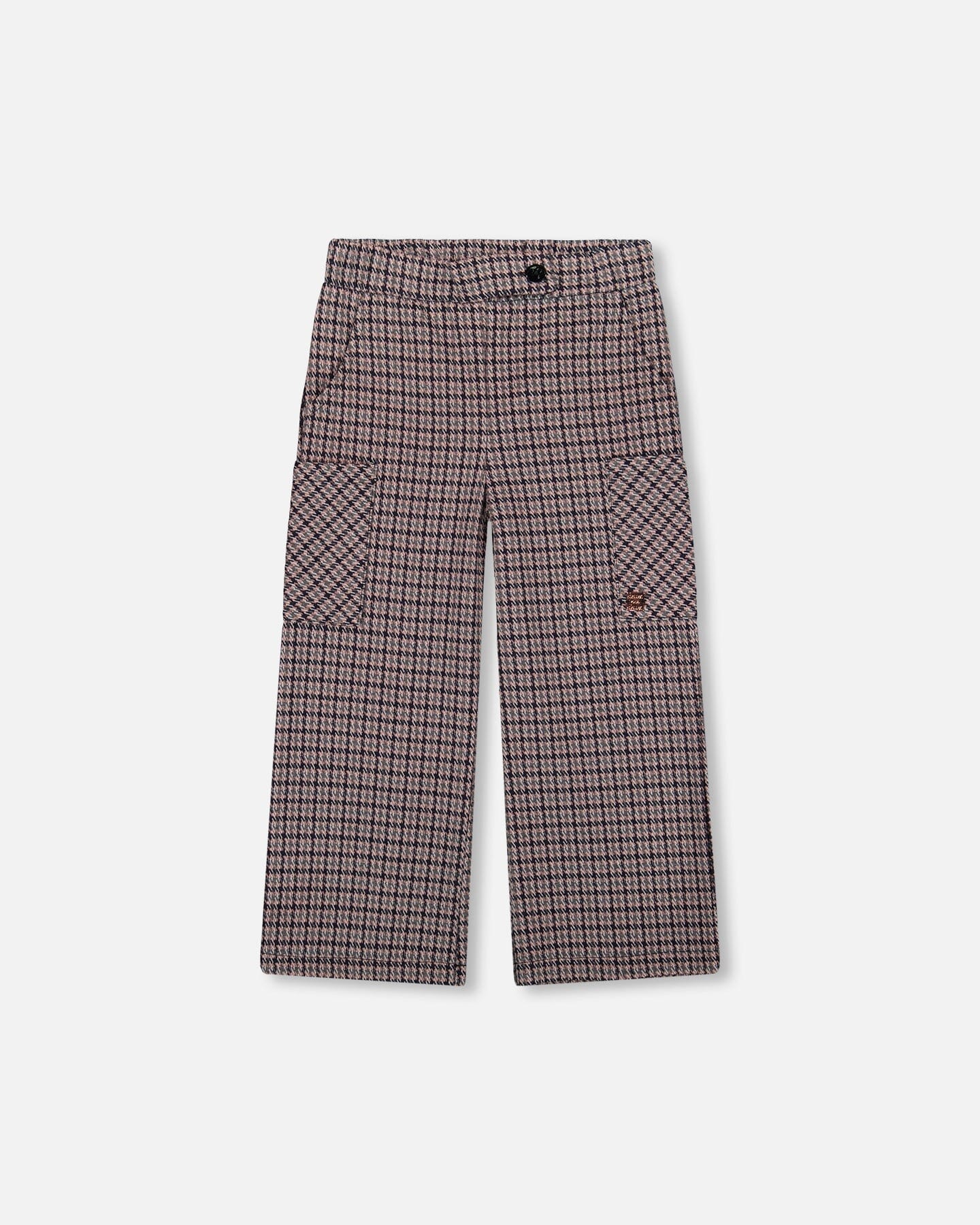 Jacquard Knit Flare Pants With Houndstooth Pattern - Deux par Deux