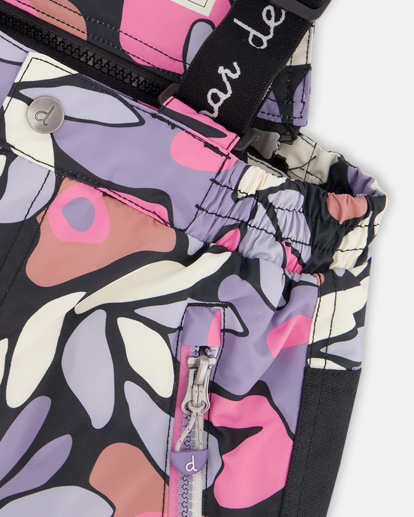 Two-Piece Play Snowsuit Black Retro Flower Print - Deux par Deux