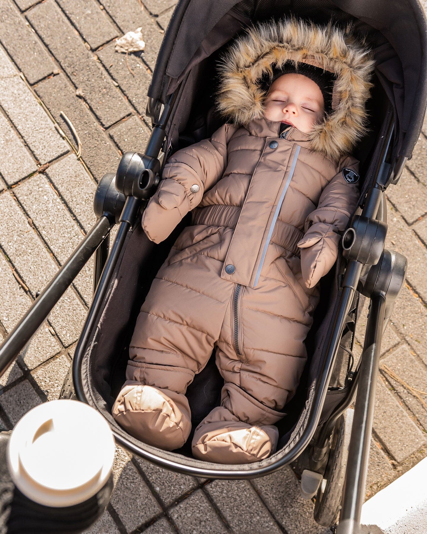 One Piece Baby Snowsuit Coffee - Deux par Deux