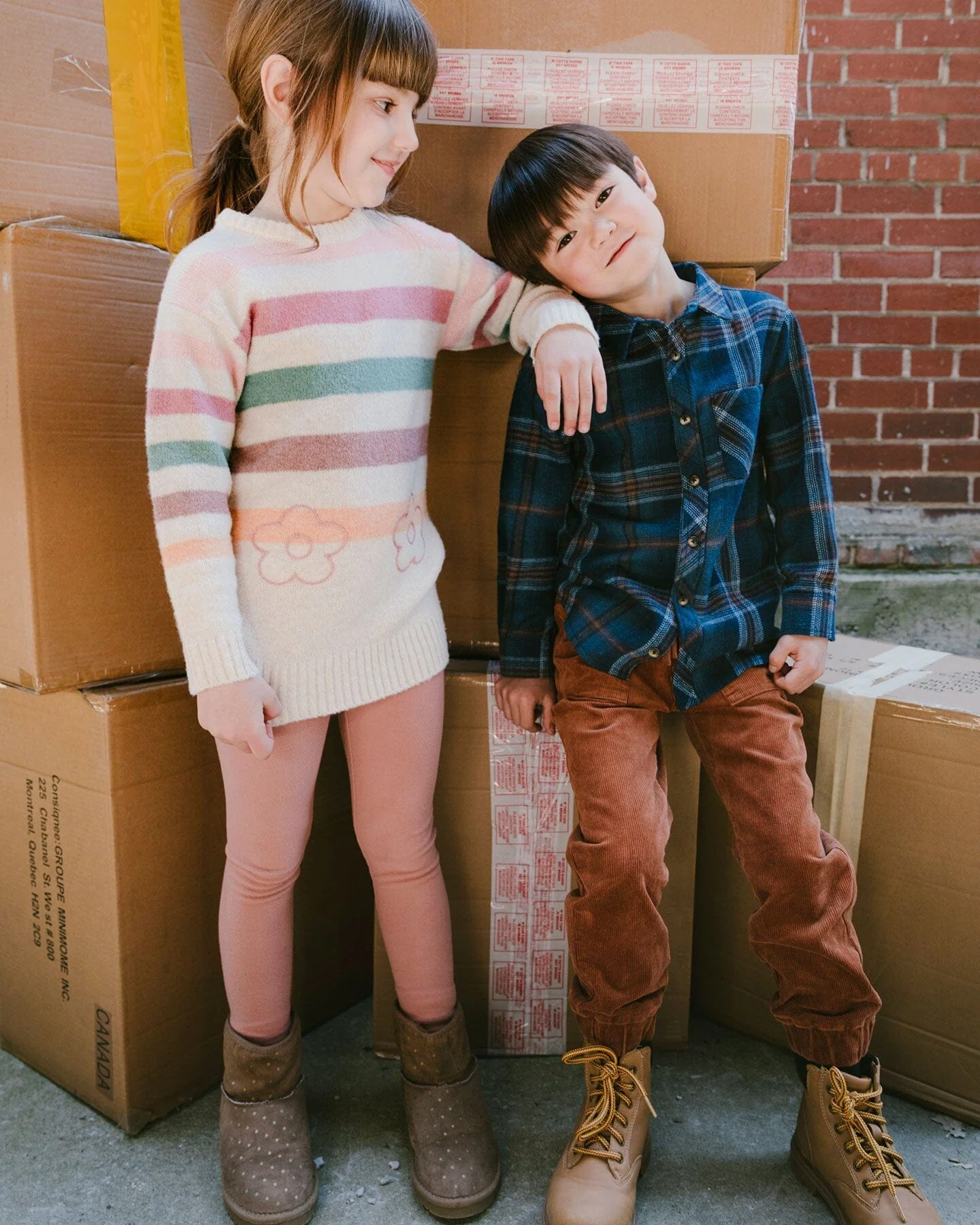 Long Sleeve Flannel Shirt Blue And Brown Plaid - Deux par Deux