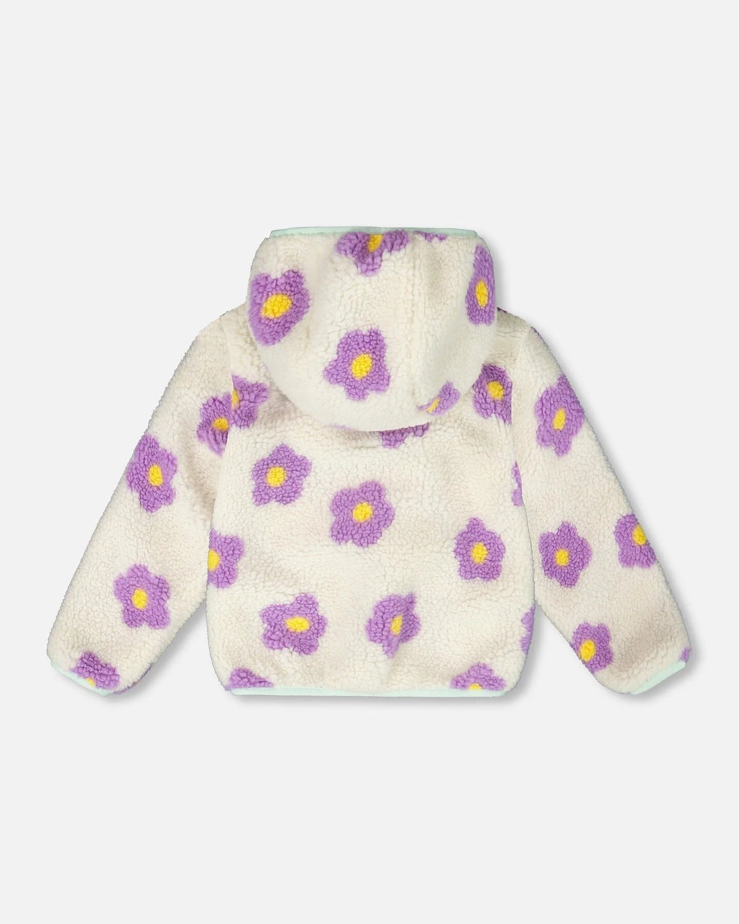 Reversible Mid-Season Sherpa Jacket Lavender Flower - Deux par Deux