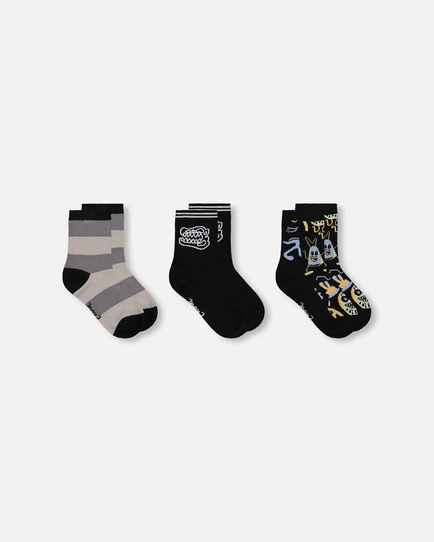 3-Pack Knit Socks Black - Deux par Deux