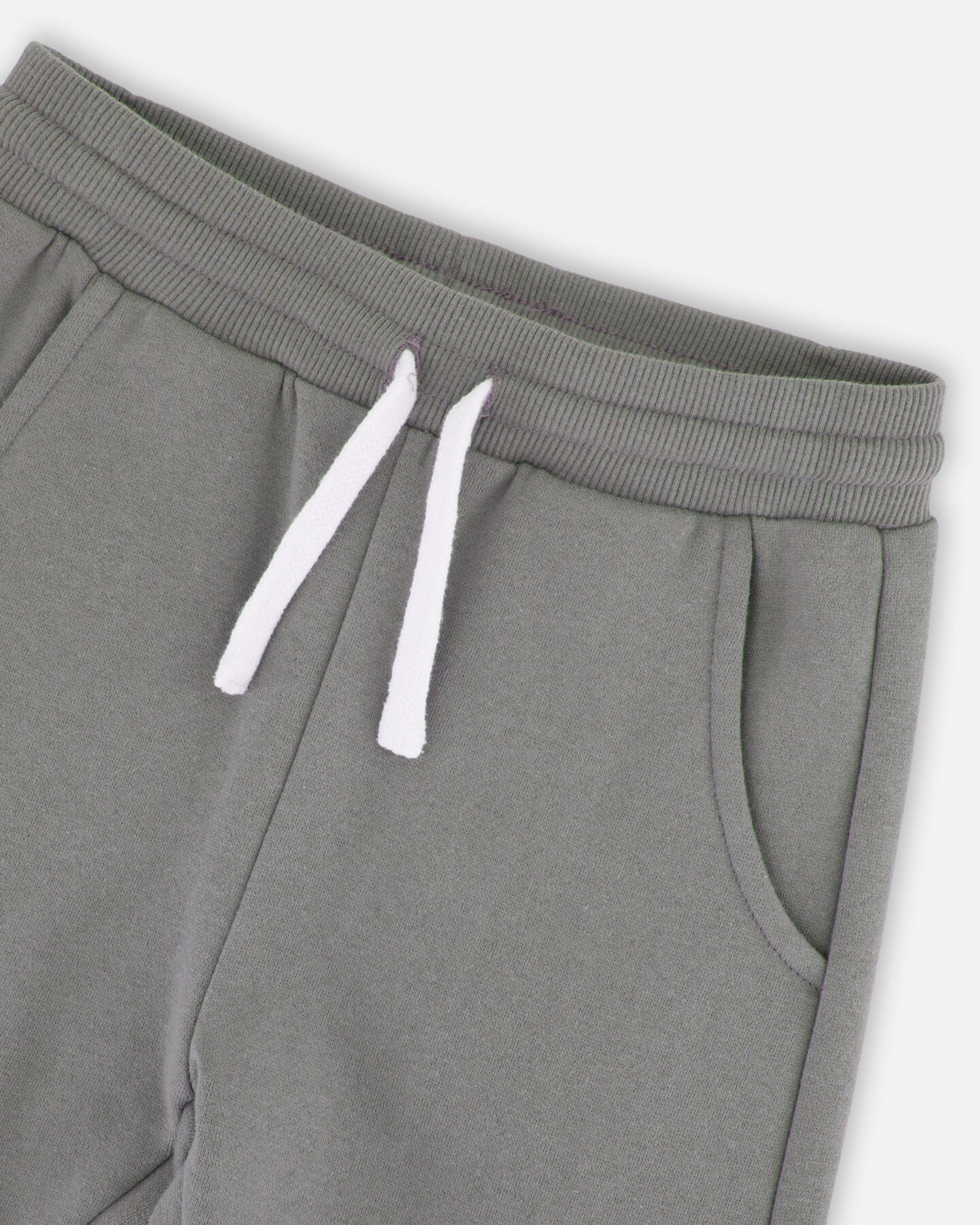 Fleece Sweatpants With Cargo Pockets Gray Green - Deux par Deux