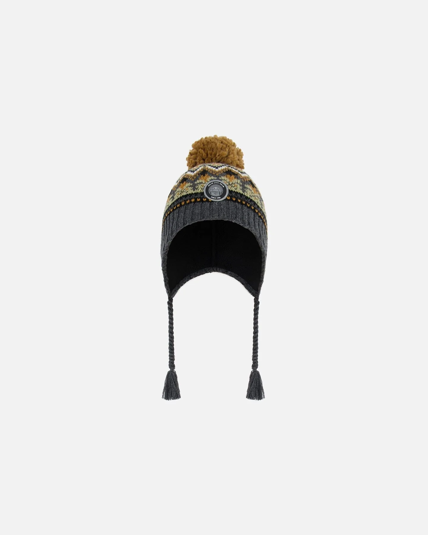 Peruvian Knit Hat Grey And Brown Jacquard - Deux par Deux