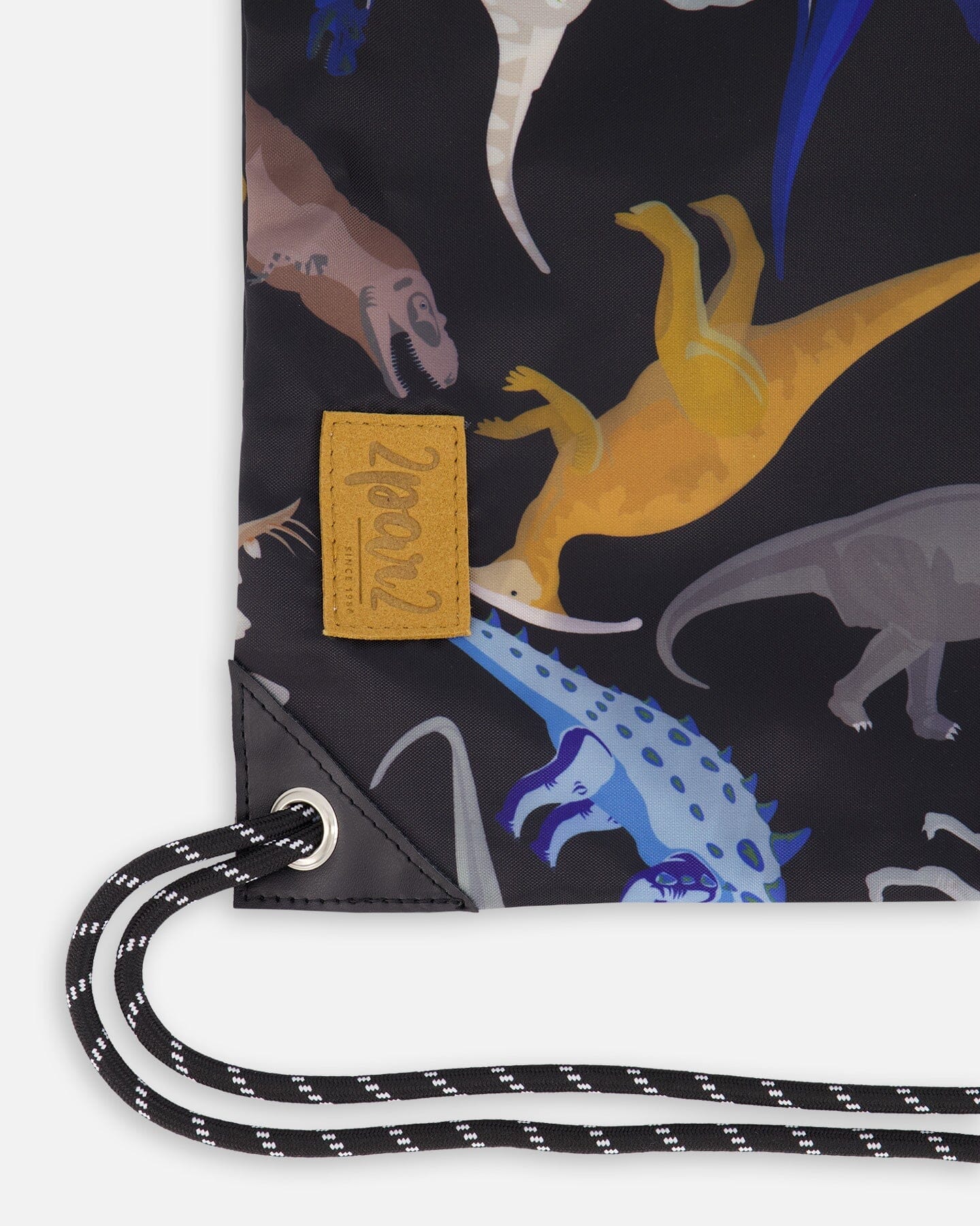 Drawstring Bag Black Dinosaur Print - Deux par Deux