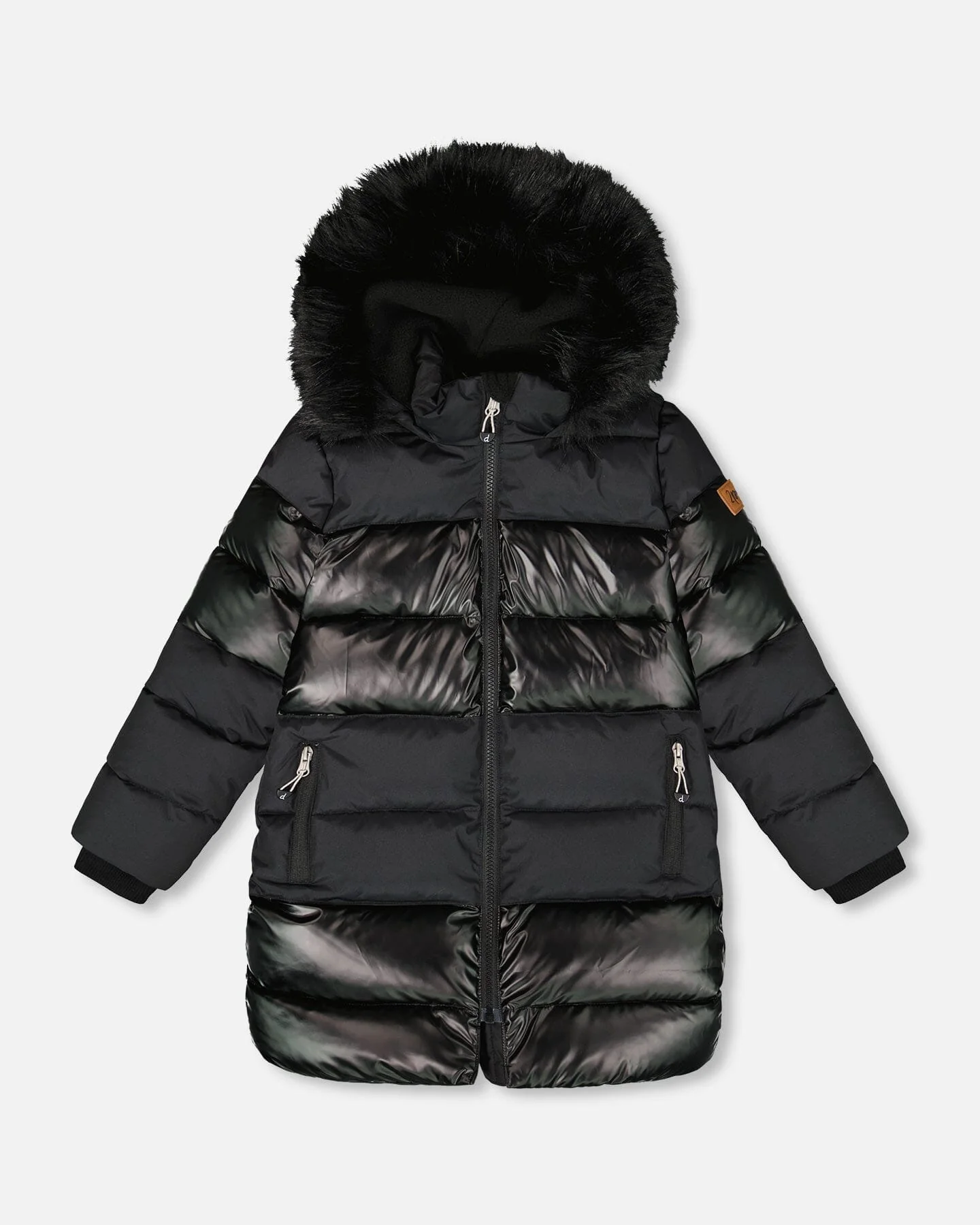 Long Metallic Puffy Coat Black - Deux par Deux