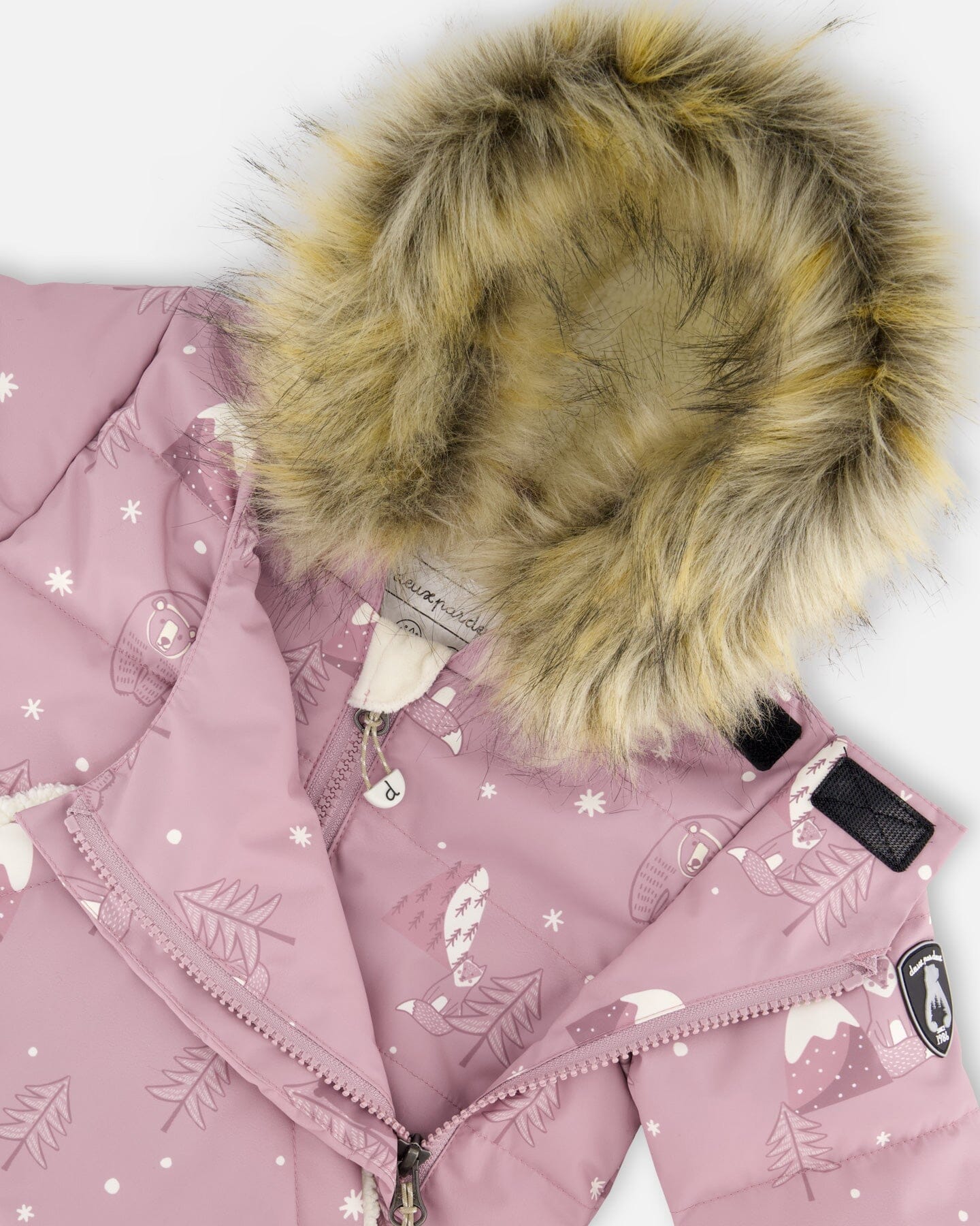 One-Piece Baby Snug Snowsuit Designed For Car Seat Purple Bear Print - Deux par Deux