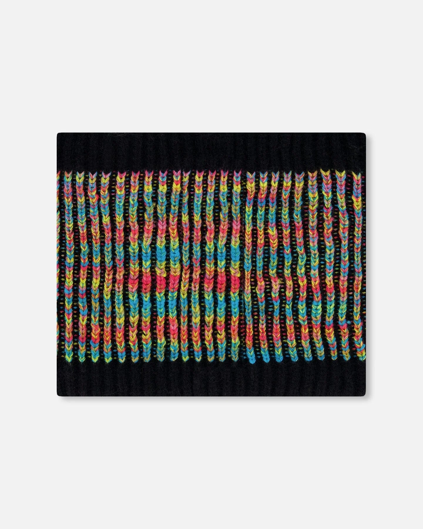 Lined Knit Neckwarmer Black And Multicolor - Deux par Deux
