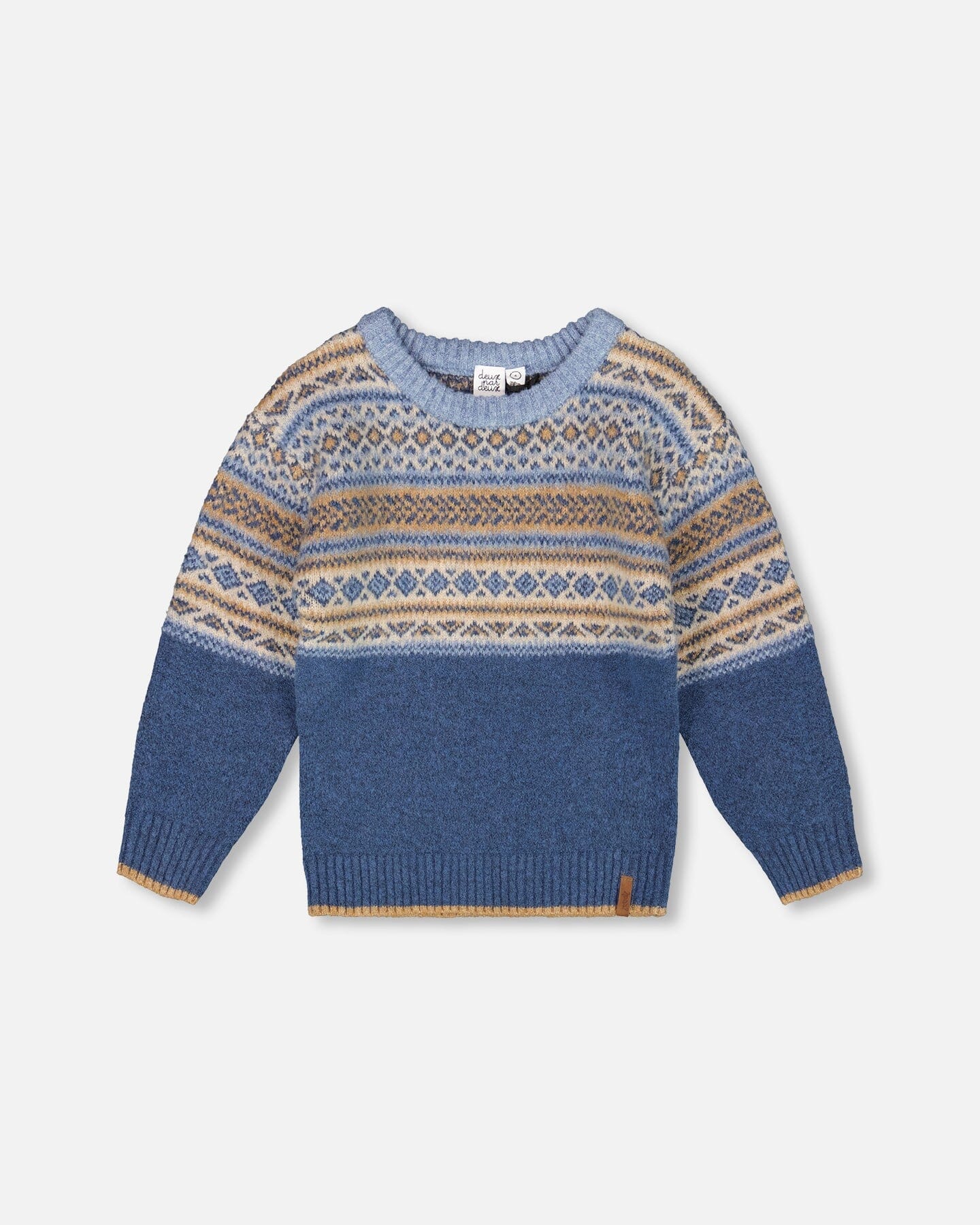 Norwegian Jacquard Knit Sweater Blue And Cream - Deux par Deux
