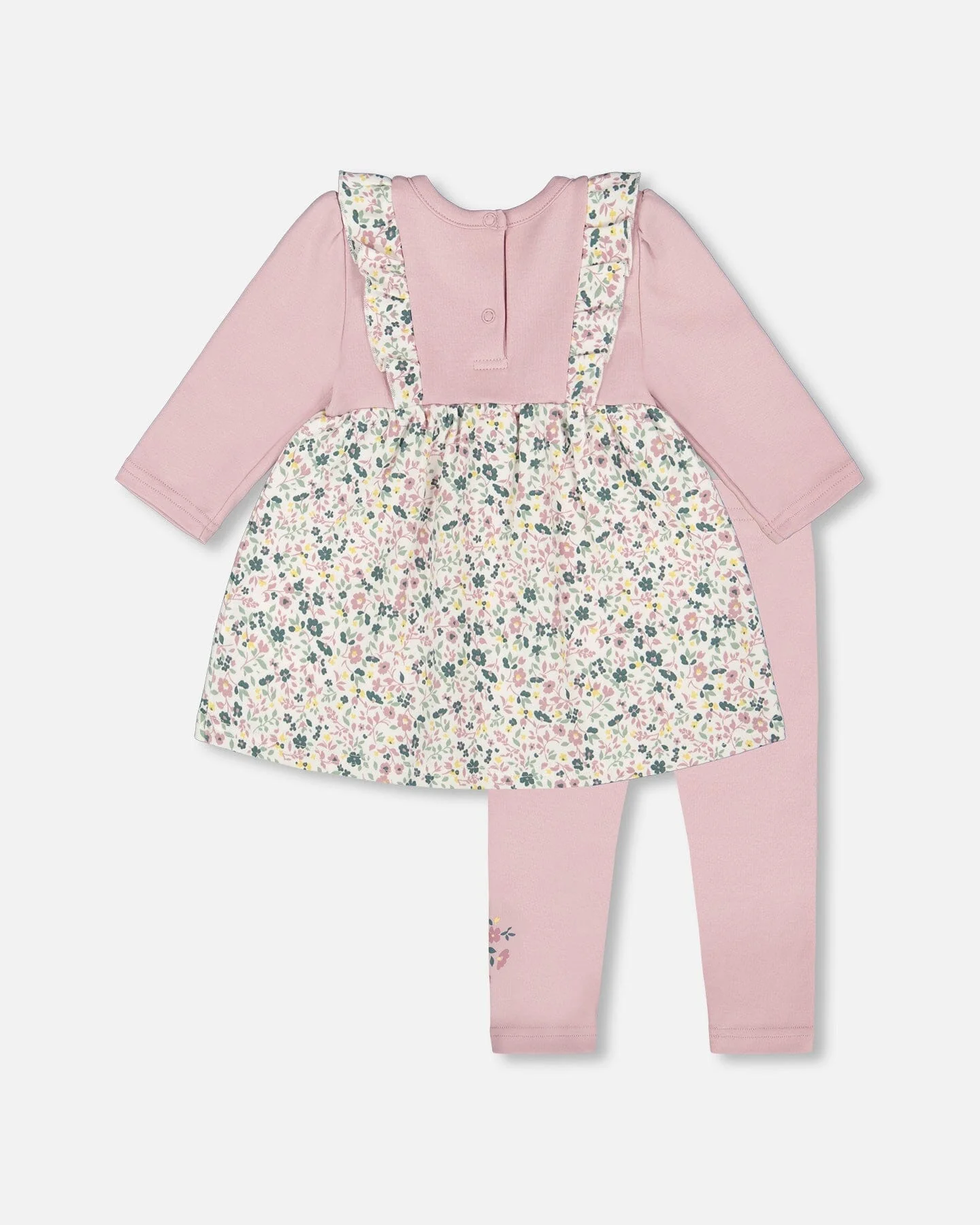 Organic Cotton Bi-Material Tunic And Leggings Set Neutral Purple - Deux par Deux