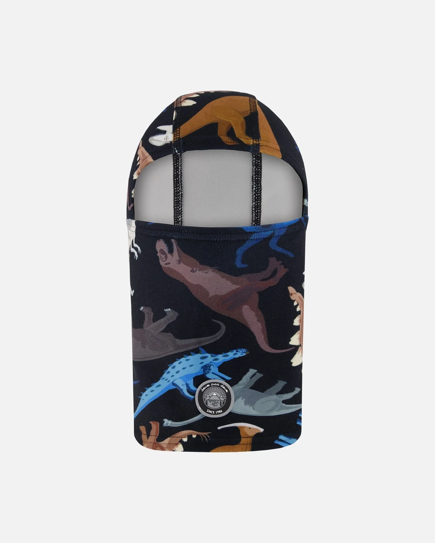 Brushed Jersey Balaclava Black Dinosaur Print - Deux par Deux