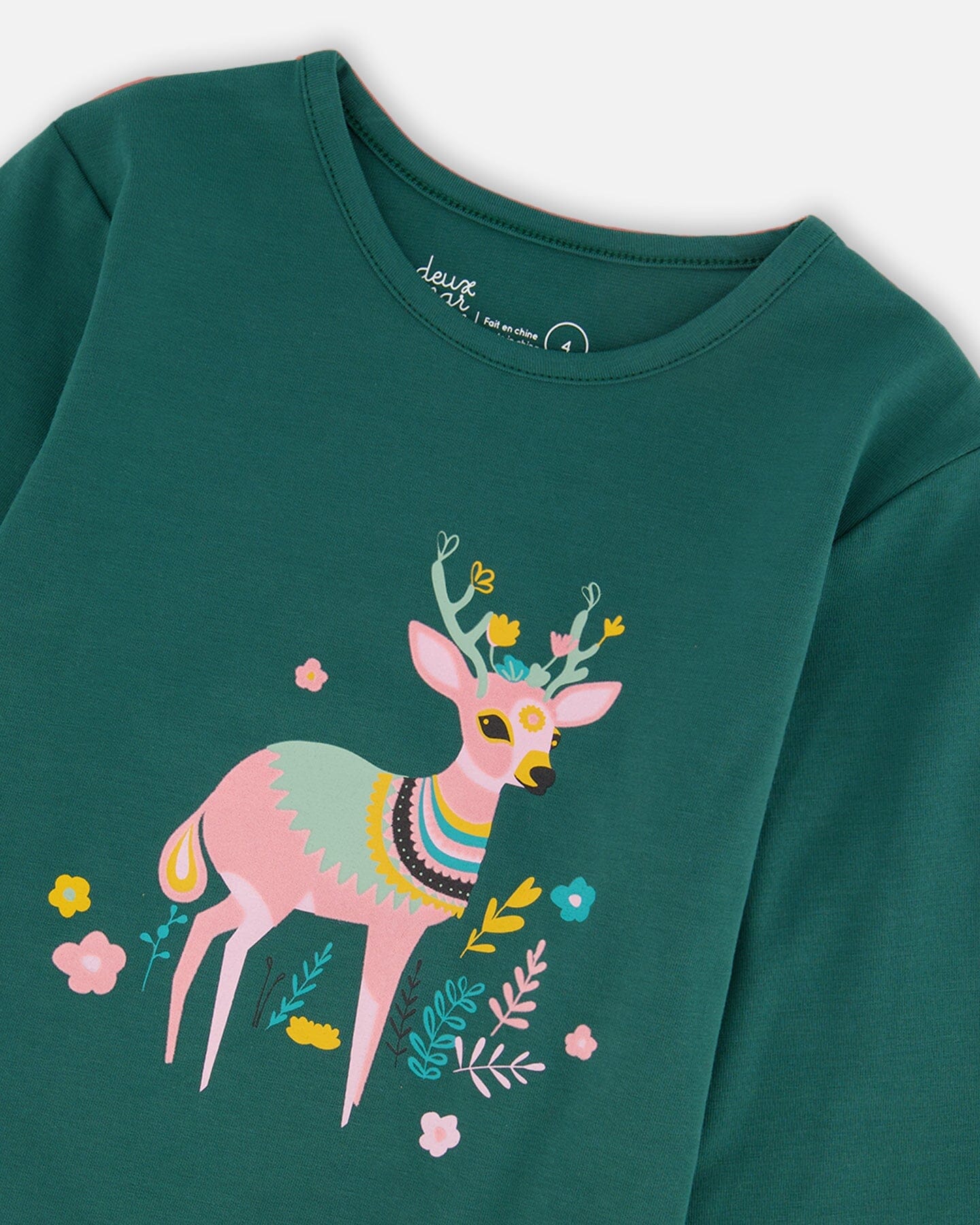 Organic Cotton Long Sleeve T-Shirt Dark Green - Deux par Deux