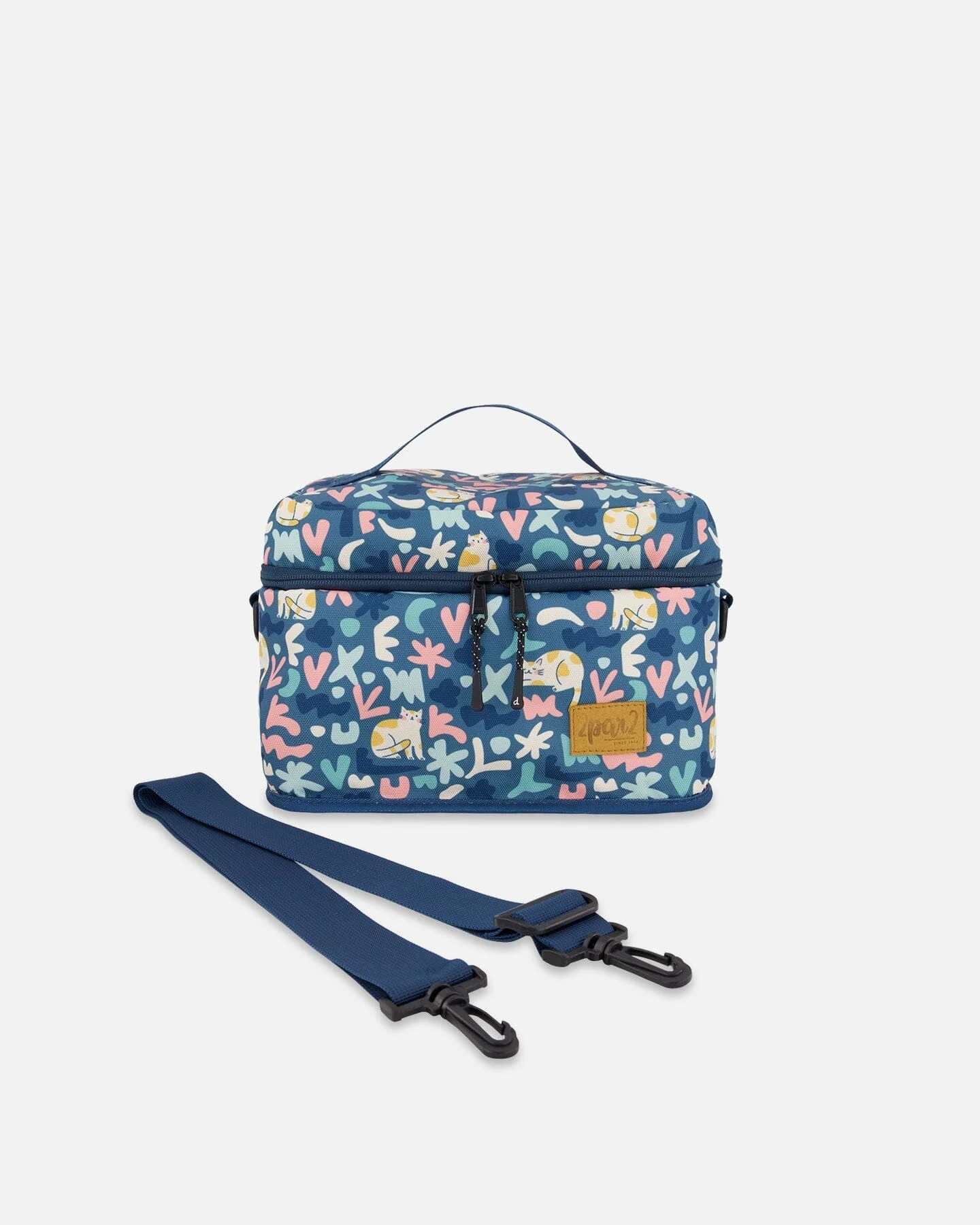 Lunch Box Green Cat Print - Deux par Deux