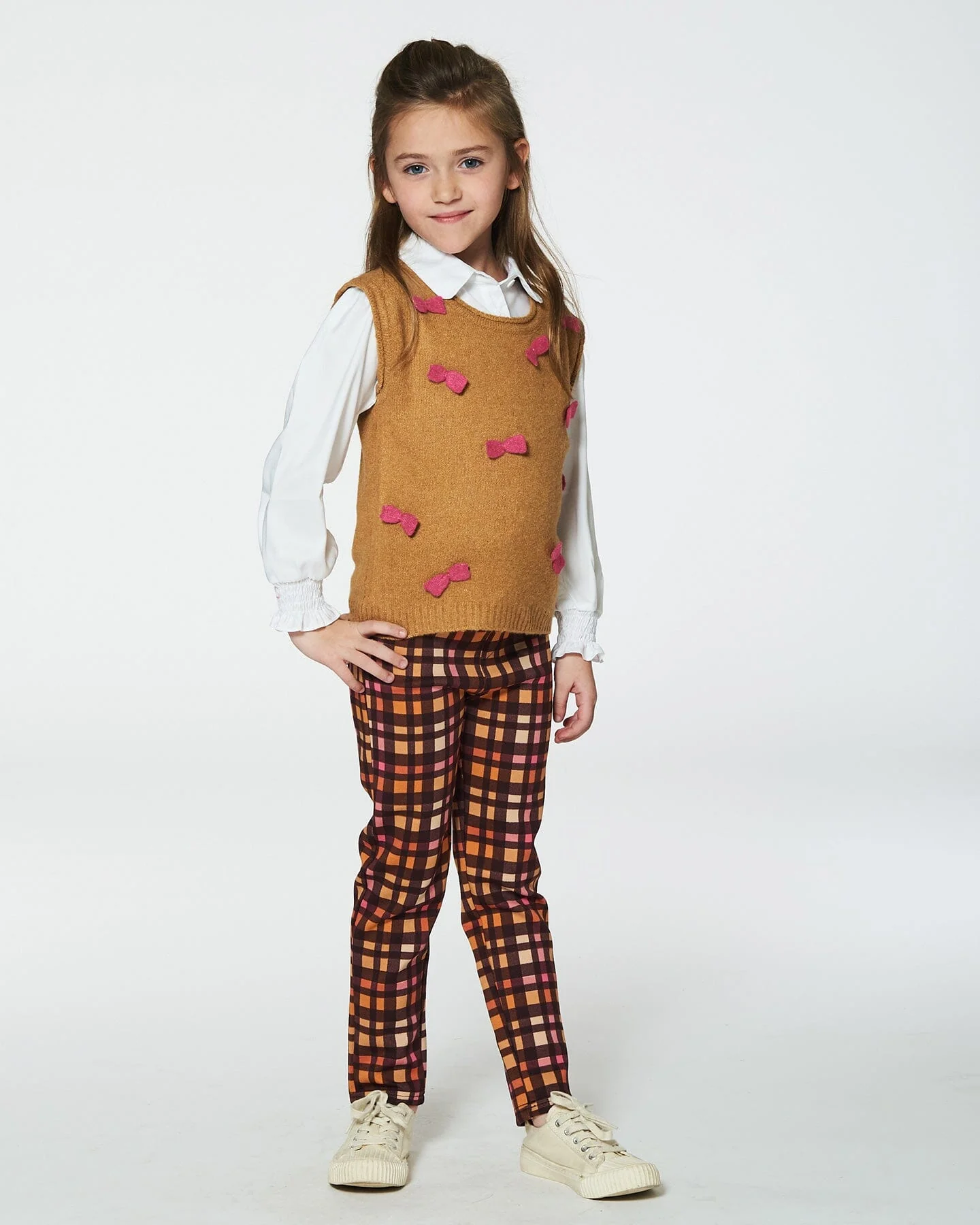 Milano Treggings Plaid Magenta And Brown - Deux par Deux
