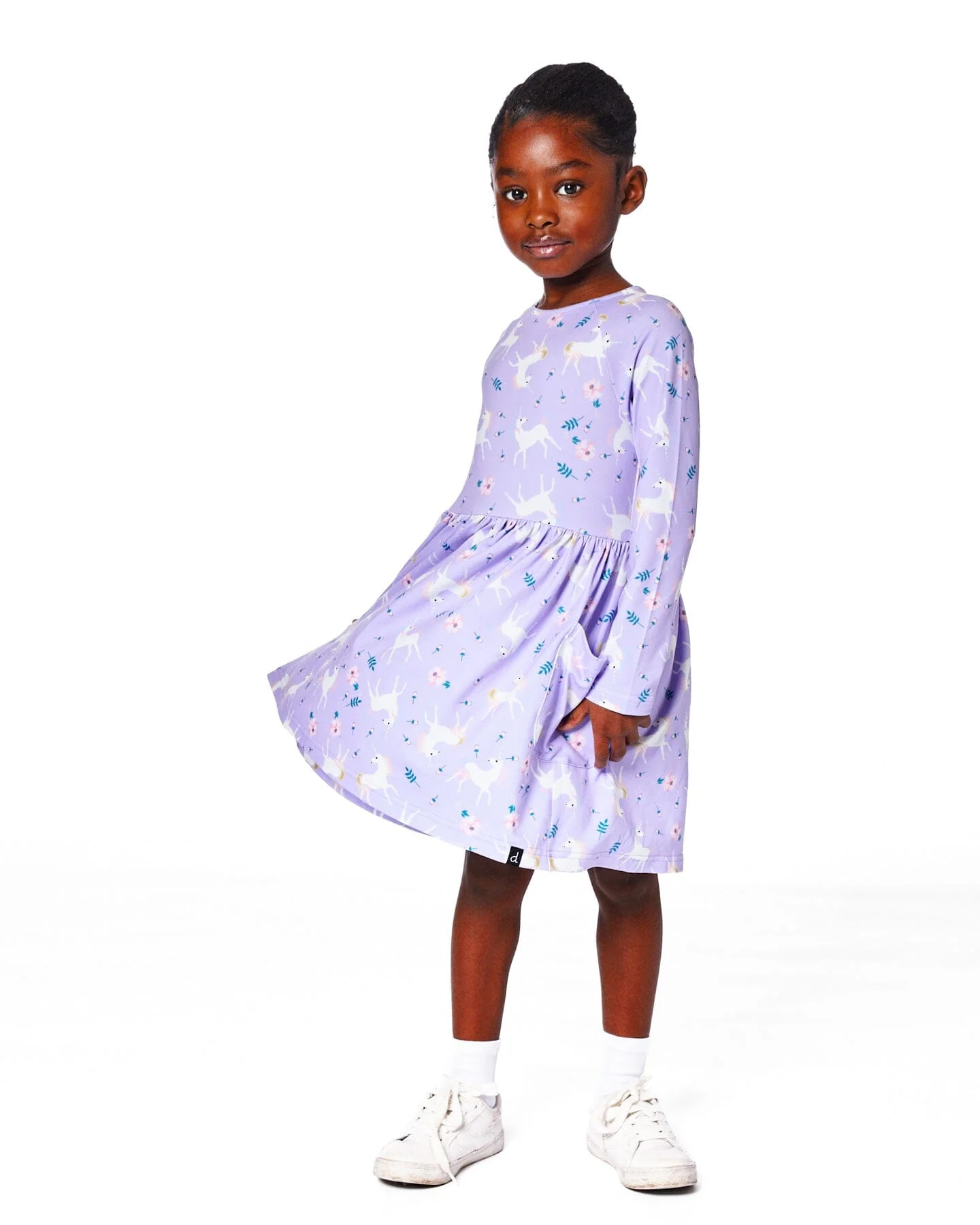 Jersey Dress With Pockets Lilac Unicorn Print - Deux par Deux
