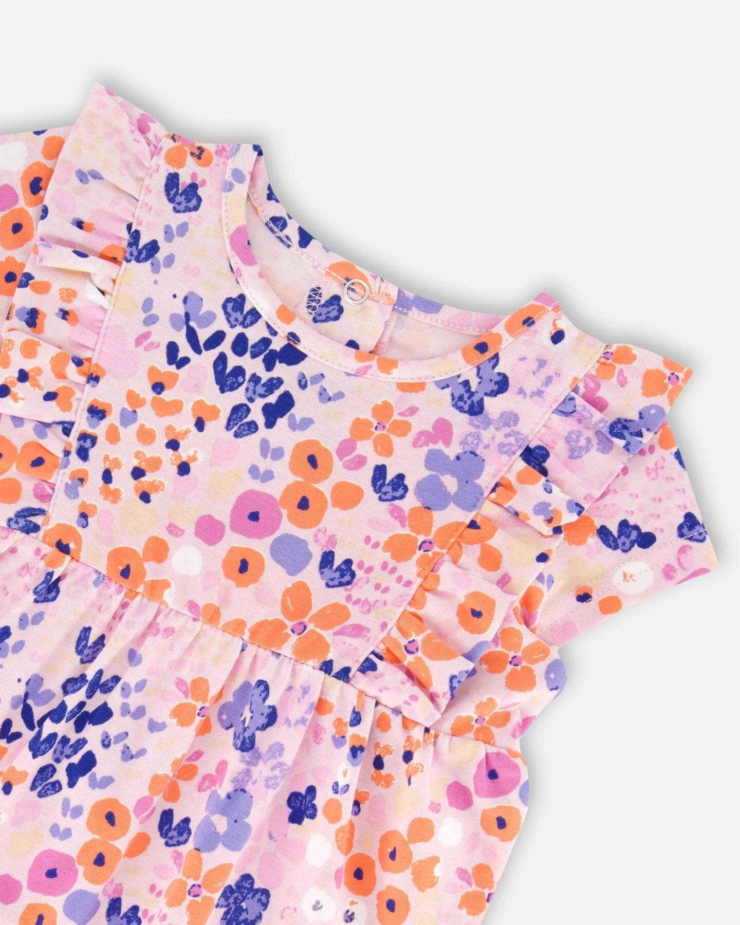 Organic Cotton Romper Lavender Printed Fields Flowers - Deux par Deux