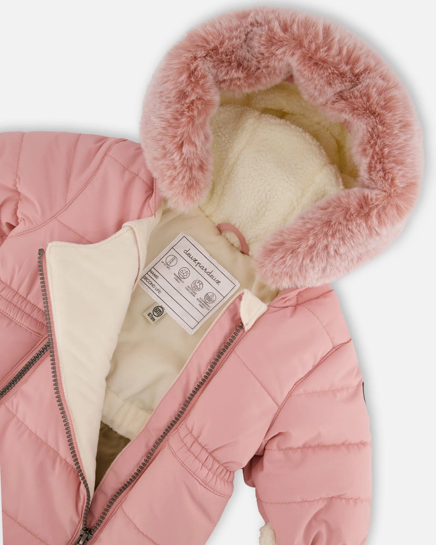 One-Piece Baby Layette Snowsuit Designed For Car Seat Dusty Pink - Deux par Deux