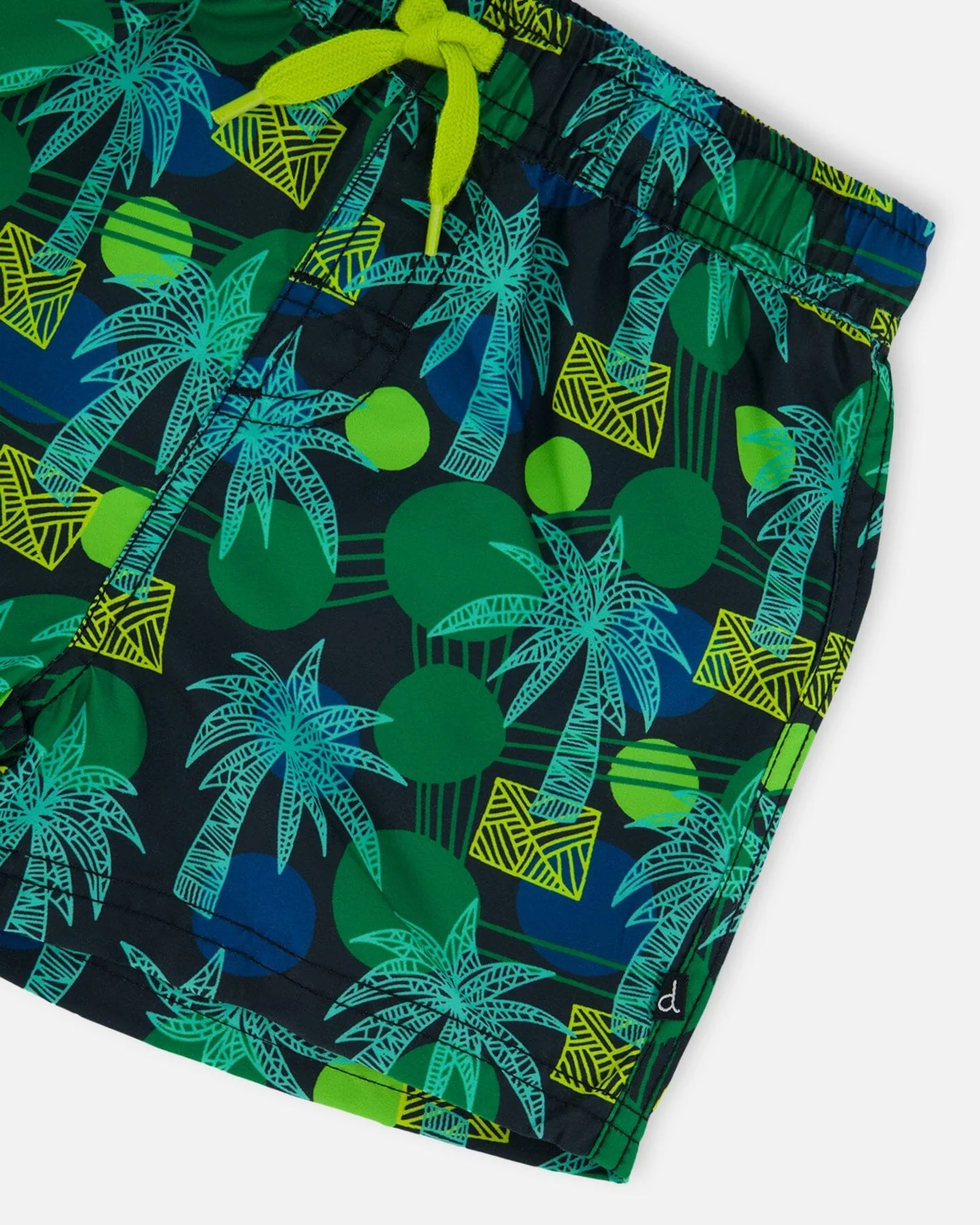 Printed Swim Trunks Green Jungle On Black - Deux par Deux