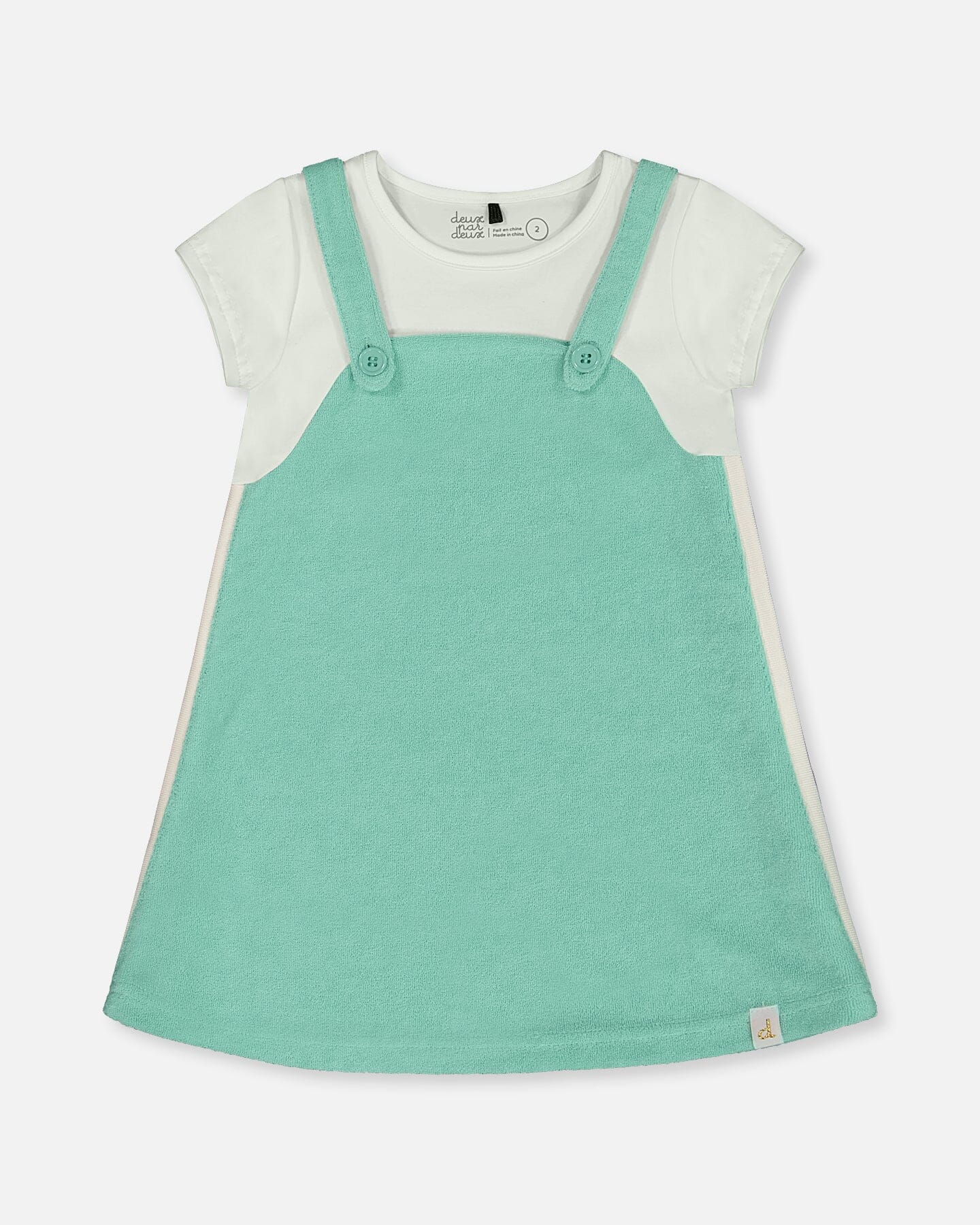 Terry Cloth Dress Turquoise And Off-White - Deux par Deux