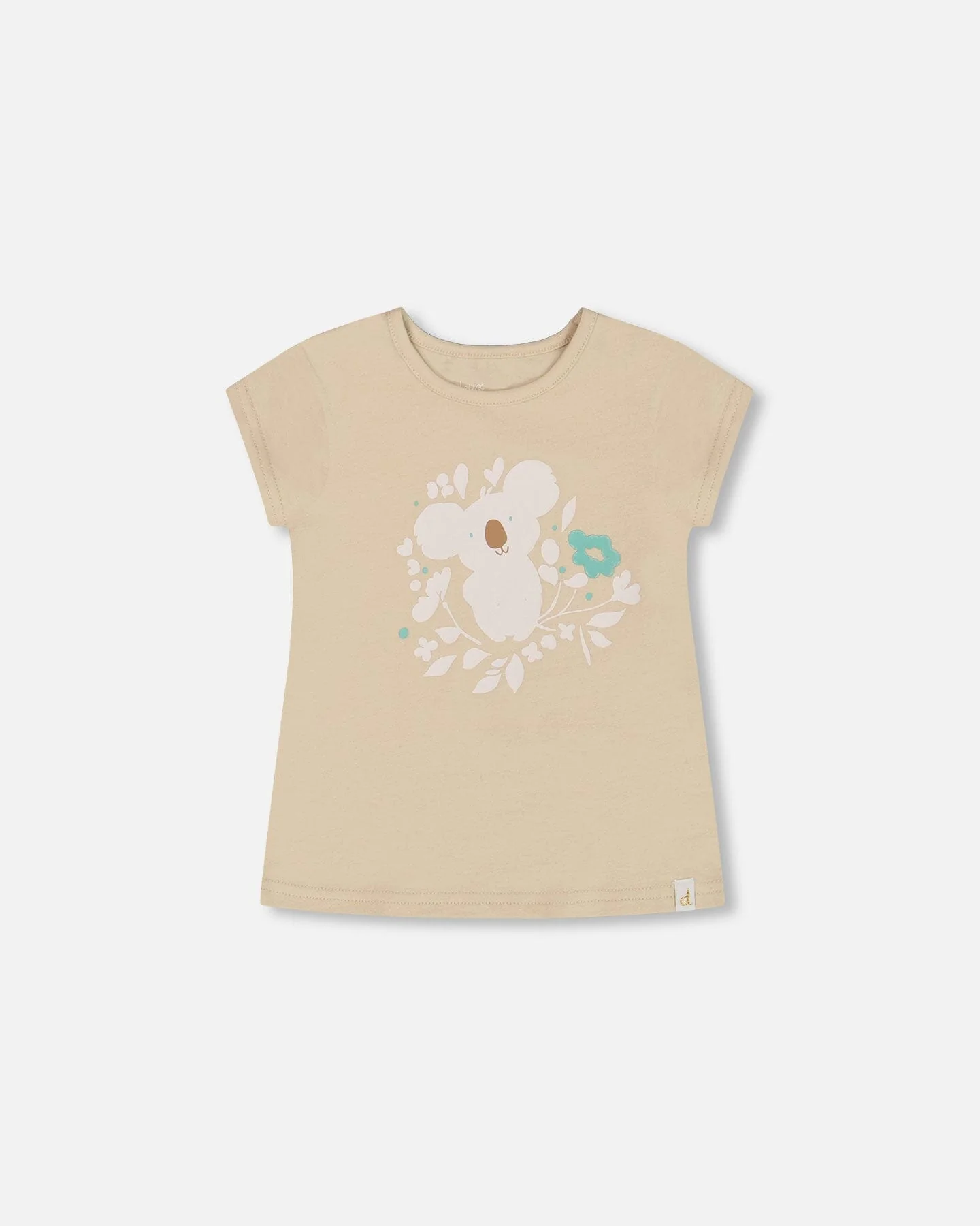 Organic Cotton Tee Beige And Cream Koala - Deux par Deux