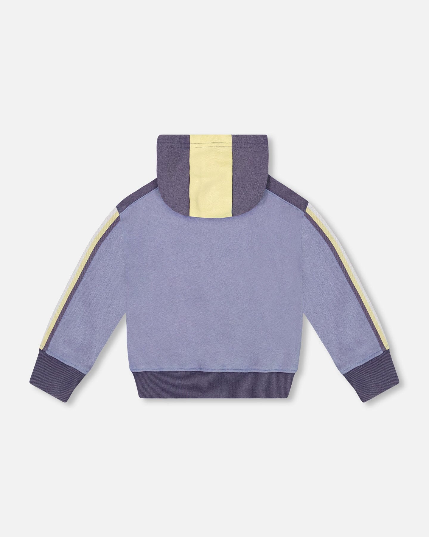 French Terry Hooded Cardigan Blue And Lime - Deux par Deux