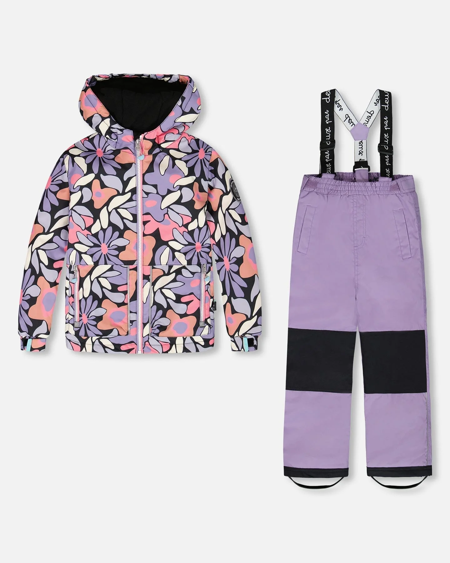 Two-Piece Chill Outerwear Set With Light Insulation Purple Gray - Deux par Deux