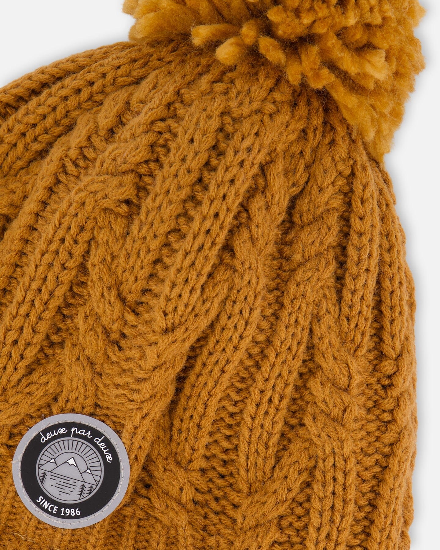 Lined Winter Hat With Pompom Brown Sugar - Deux par Deux