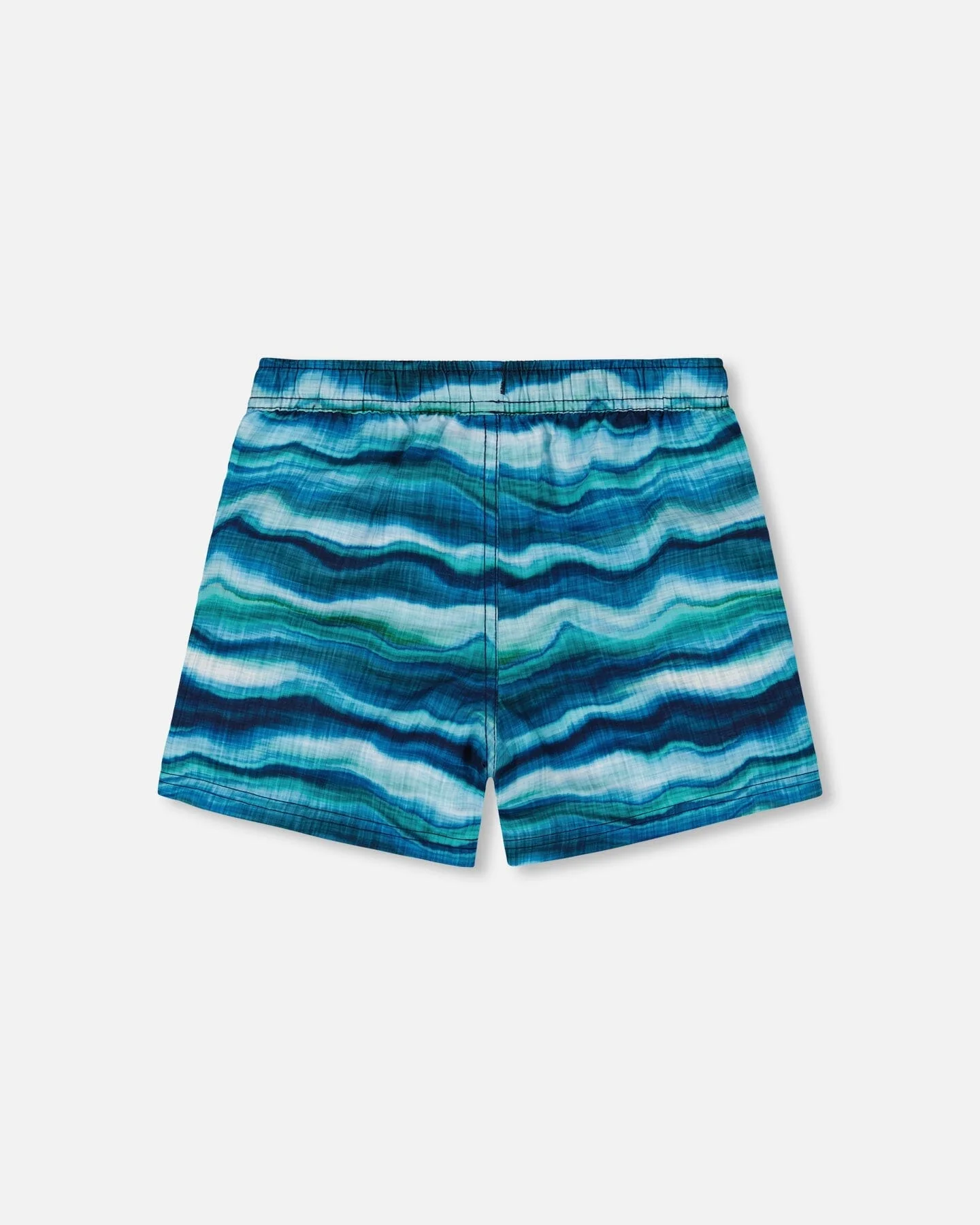 Printed Boardshorts Blue Wave And Black - Deux par Deux