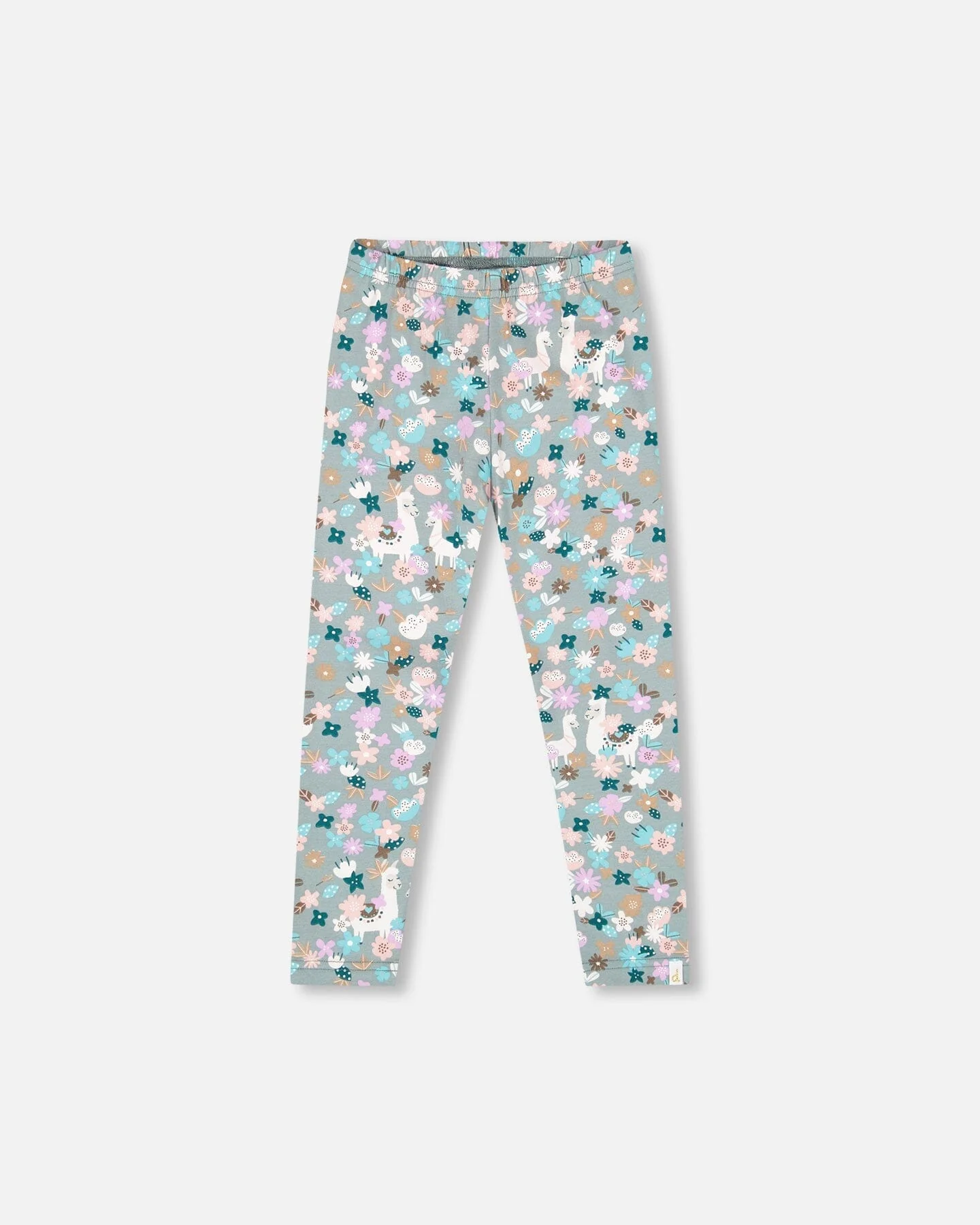 Organic Cotton Leggings Blue Llama Print - Deux par Deux