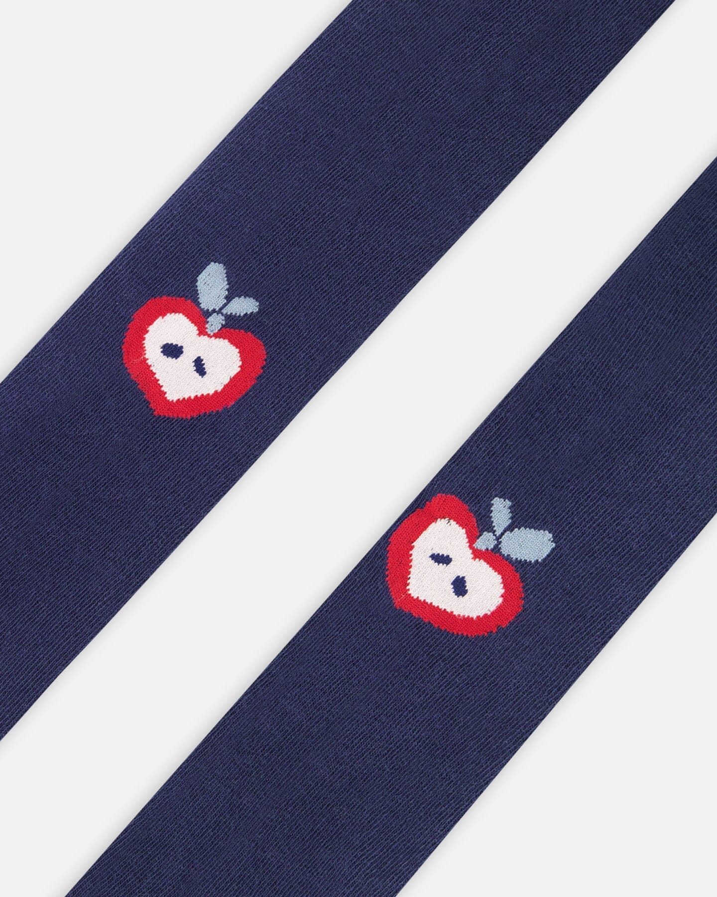 Knit Tights Navy Blue With Apples - Deux par Deux