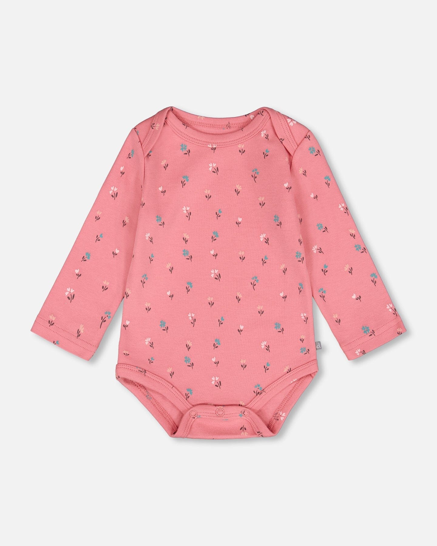 Organic Cotton Long Sleeve Romper Pink Floral - Deux par Deux