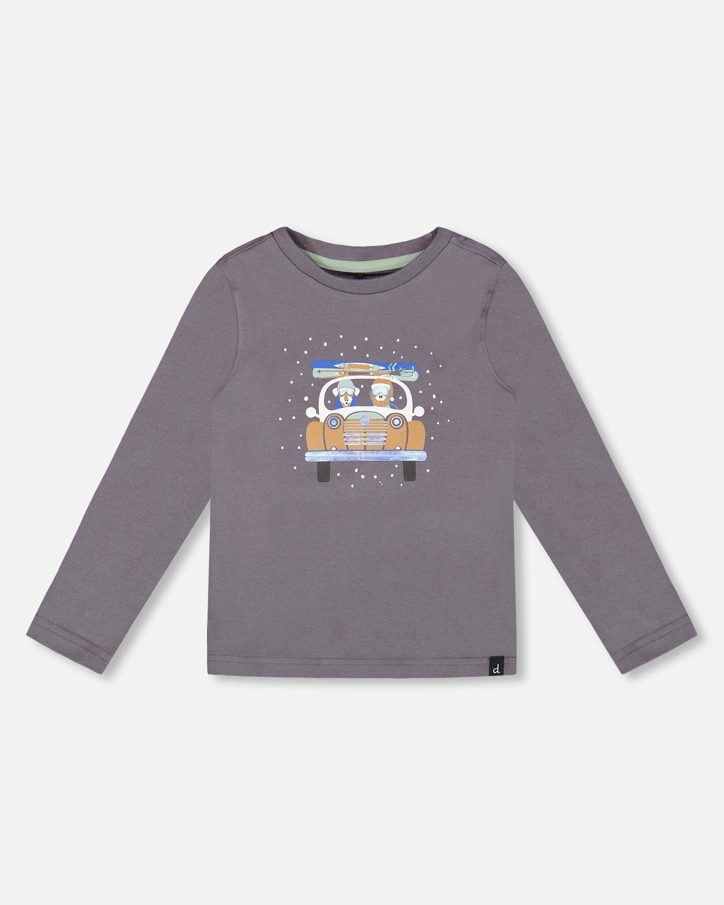 Long Sleeve Organic Cotton Jersey Tee Dark Gray - Deux par Deux