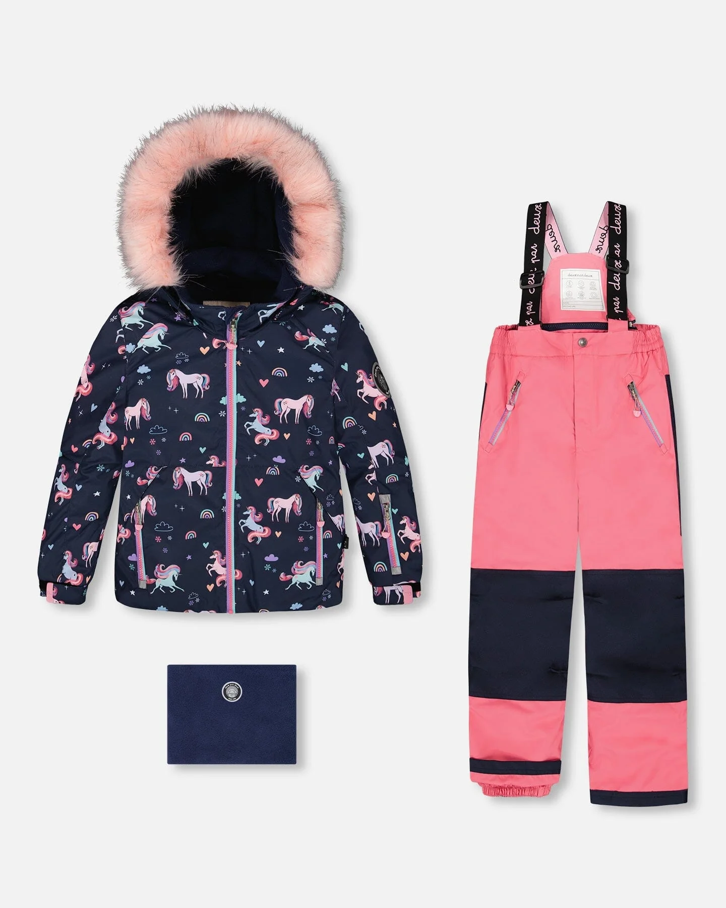 Two-Piece Play Snowsuit With Printed Jacket And Solid Pant Candy Pink - Deux par Deux