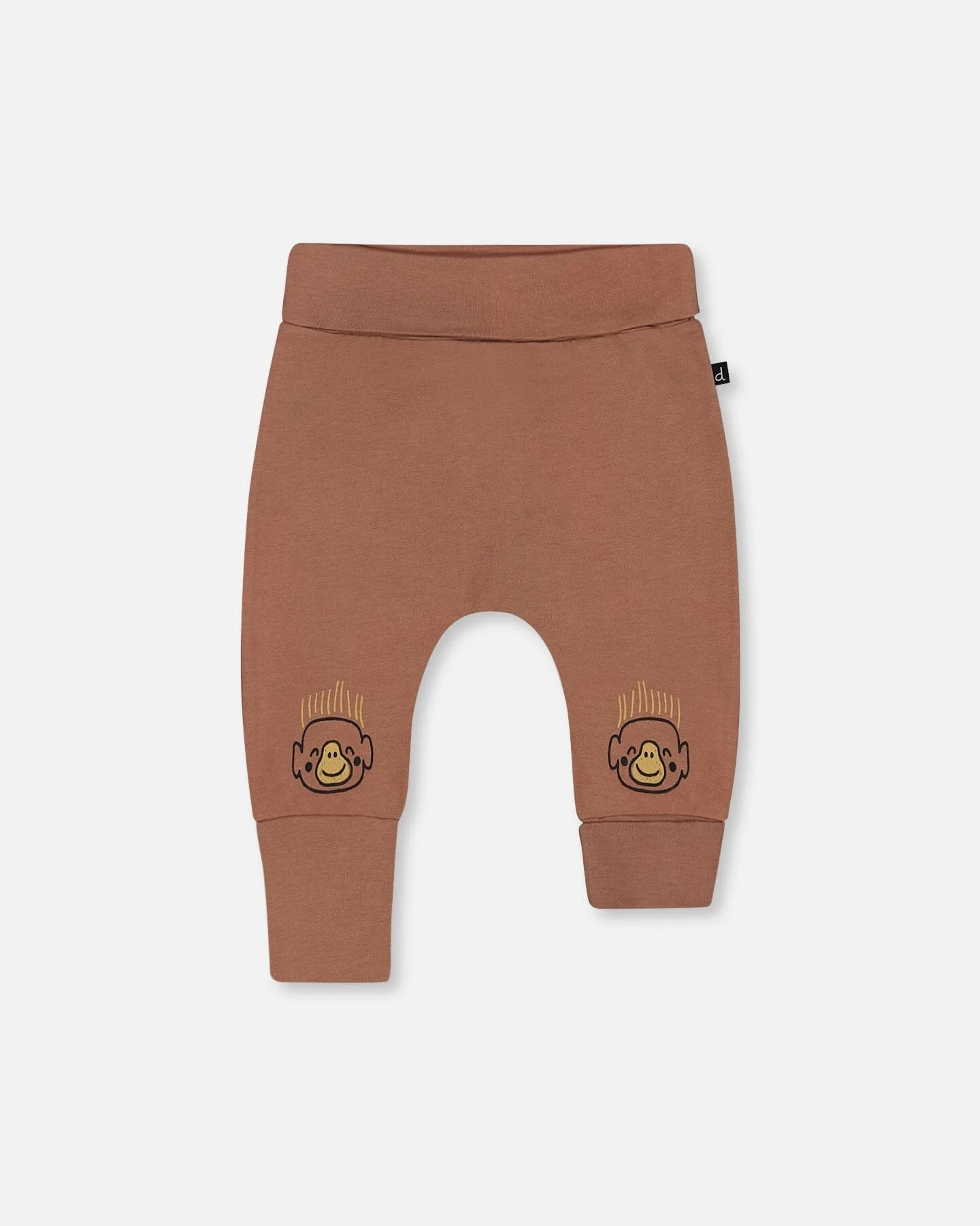 Printed Organic Cotton Evolutive Pant Brown And Monkeys - Deux par Deux