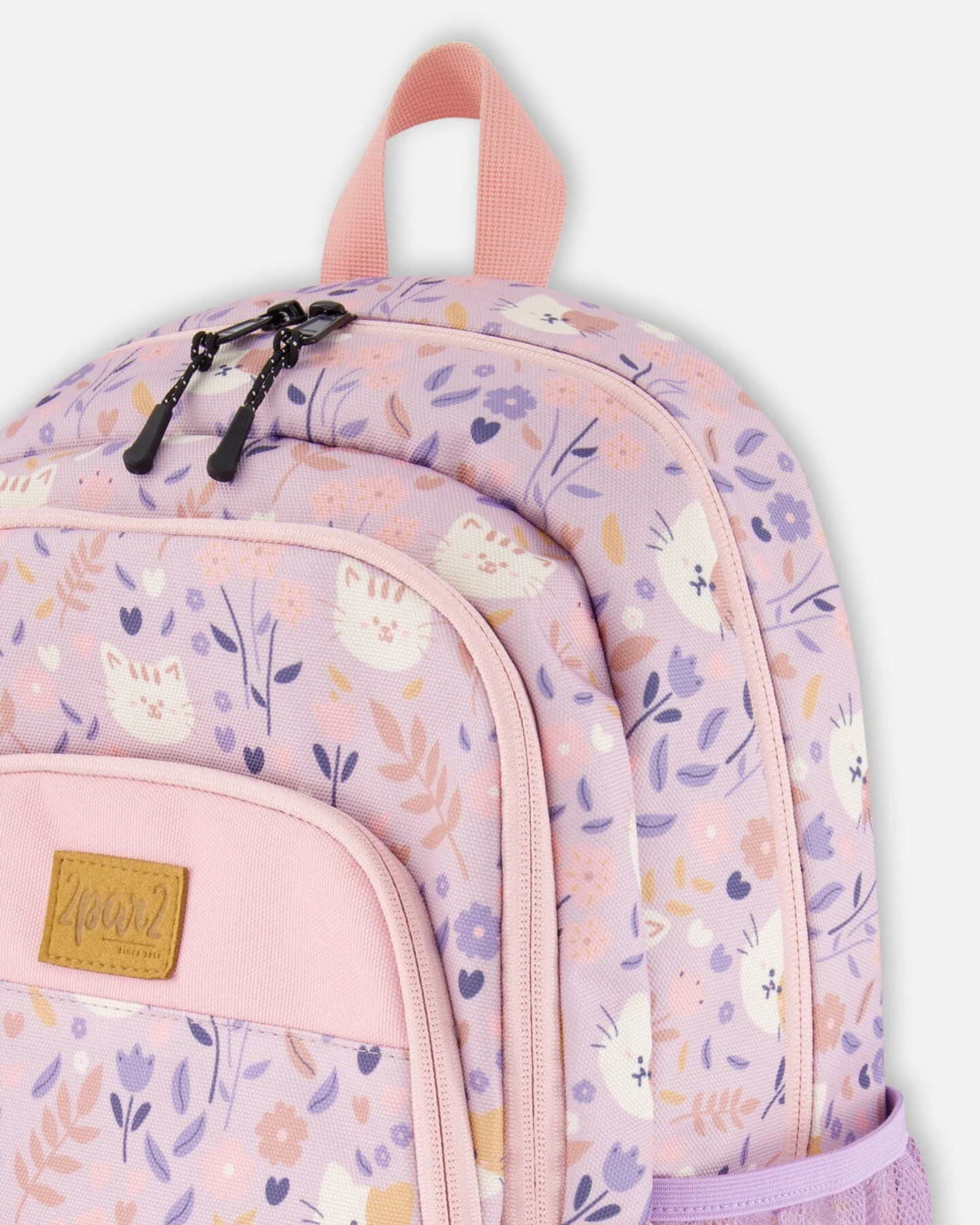 Little Kids Backpack Lilac Cat Print - Deux par Deux
