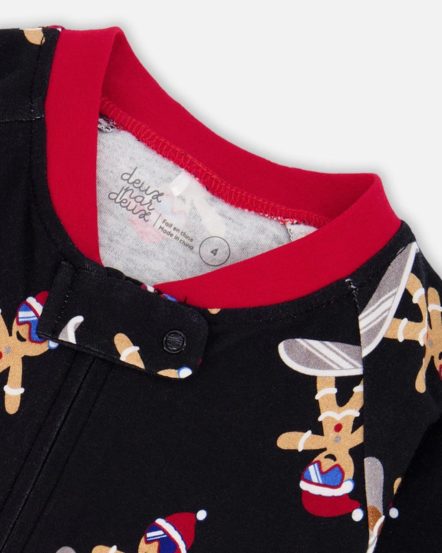 Organic Cotton Interlock One-Piece Pajama Black Cookie Print - Deux par Deux