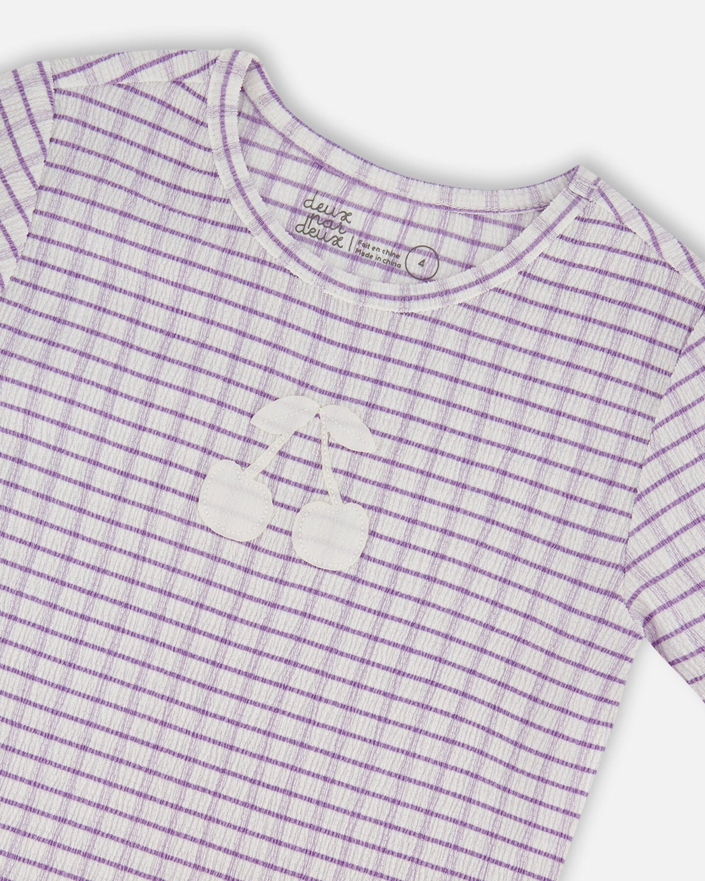 Crinkle Top With Applique White Checkered Lilac - Deux par Deux