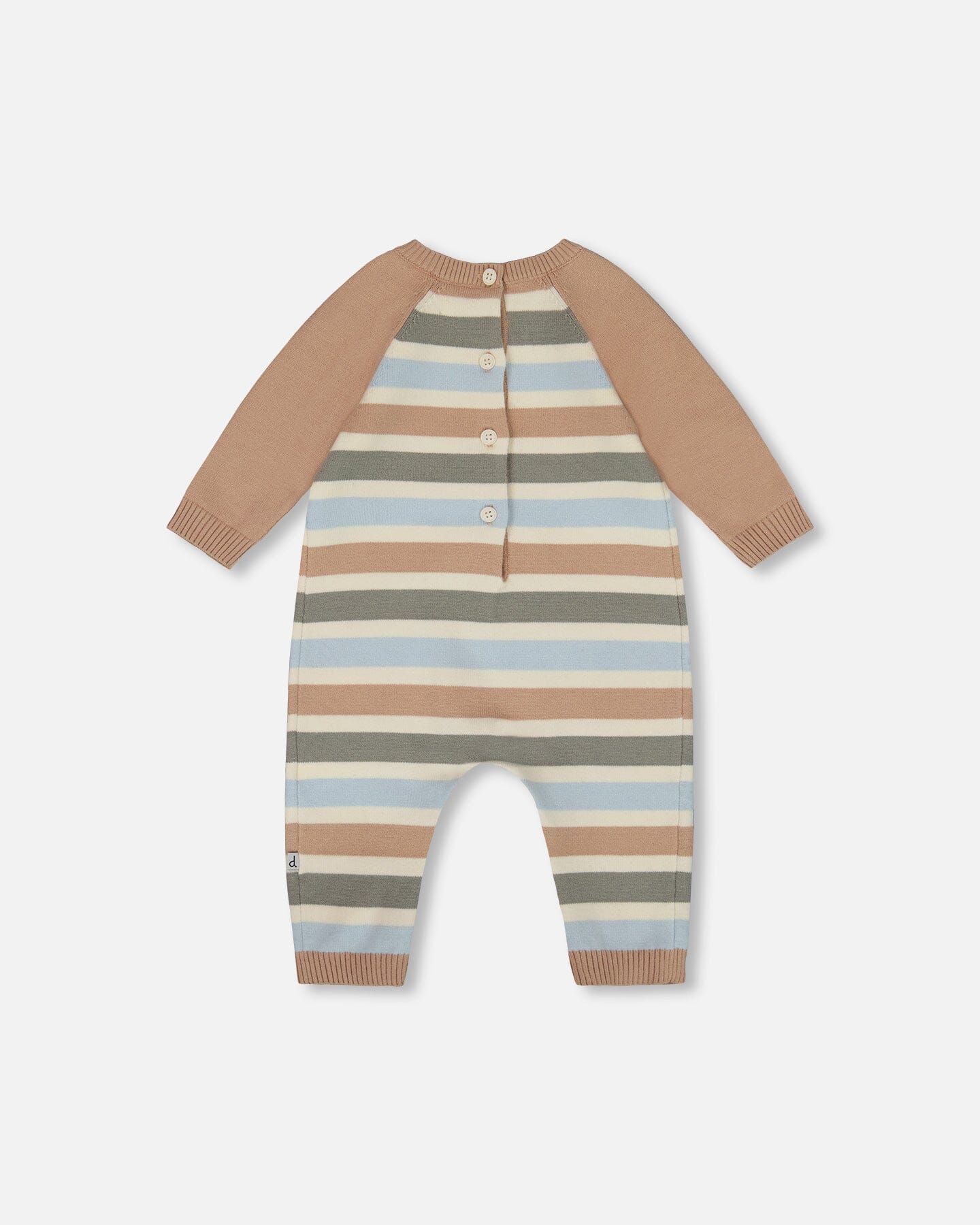 Knitted Romper Blue And Green Stripes - Deux par Deux