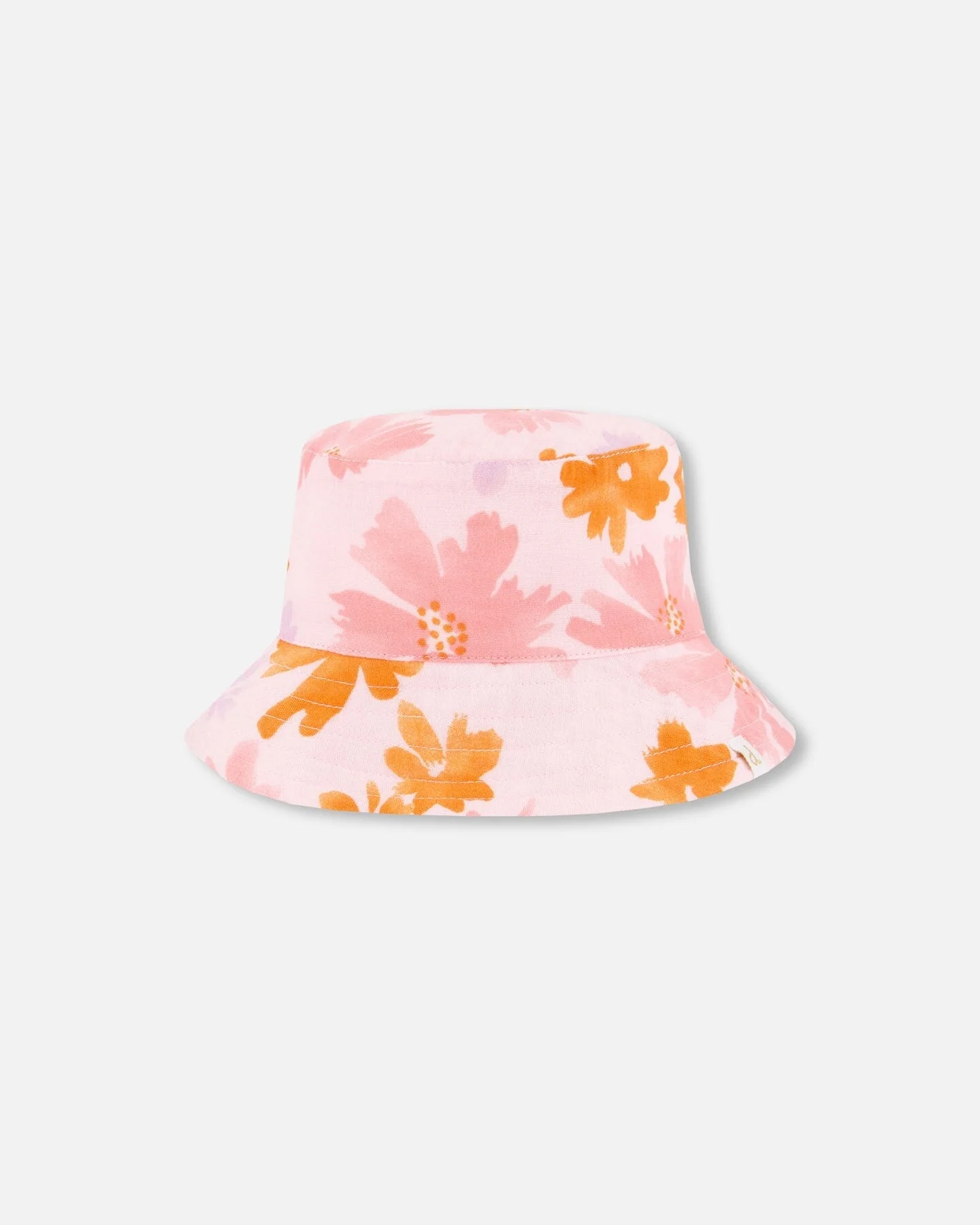 Printed Muslin Bucket Hat Pink And Coral Flowers - Deux par Deux