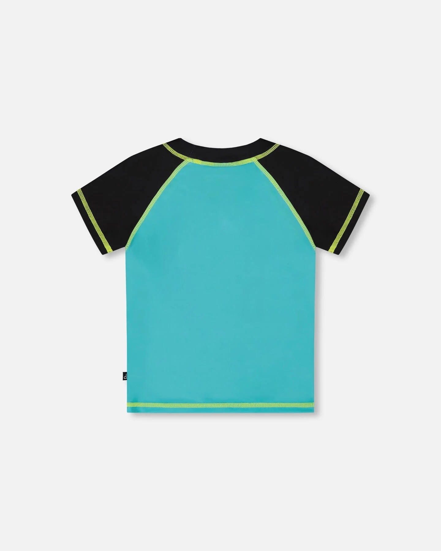 Short Sleeve Rashguard Black And Turquoise - Deux par Deux