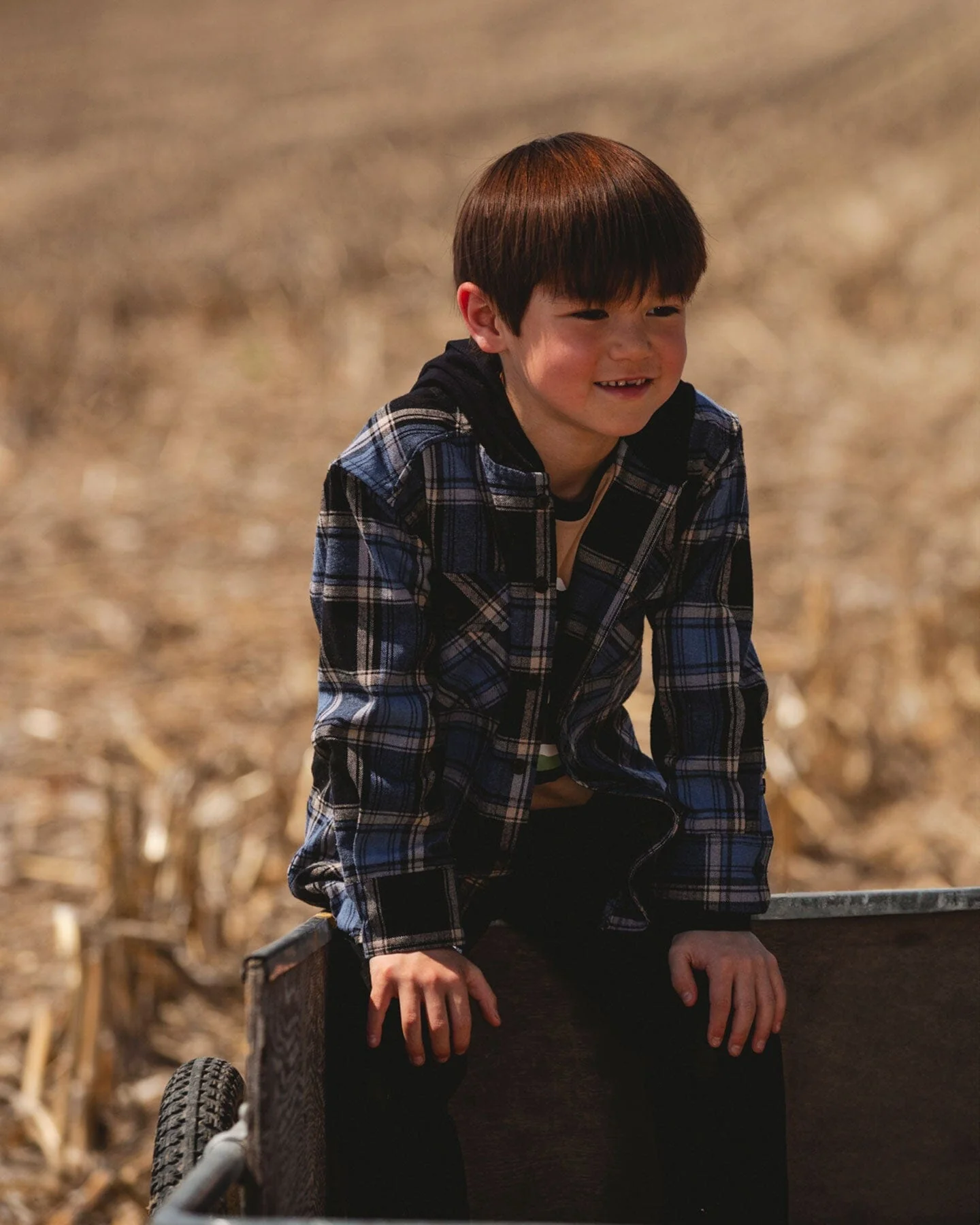 Long Sleeve Hooded Flannel Shirt Blue And Black - Deux par Deux