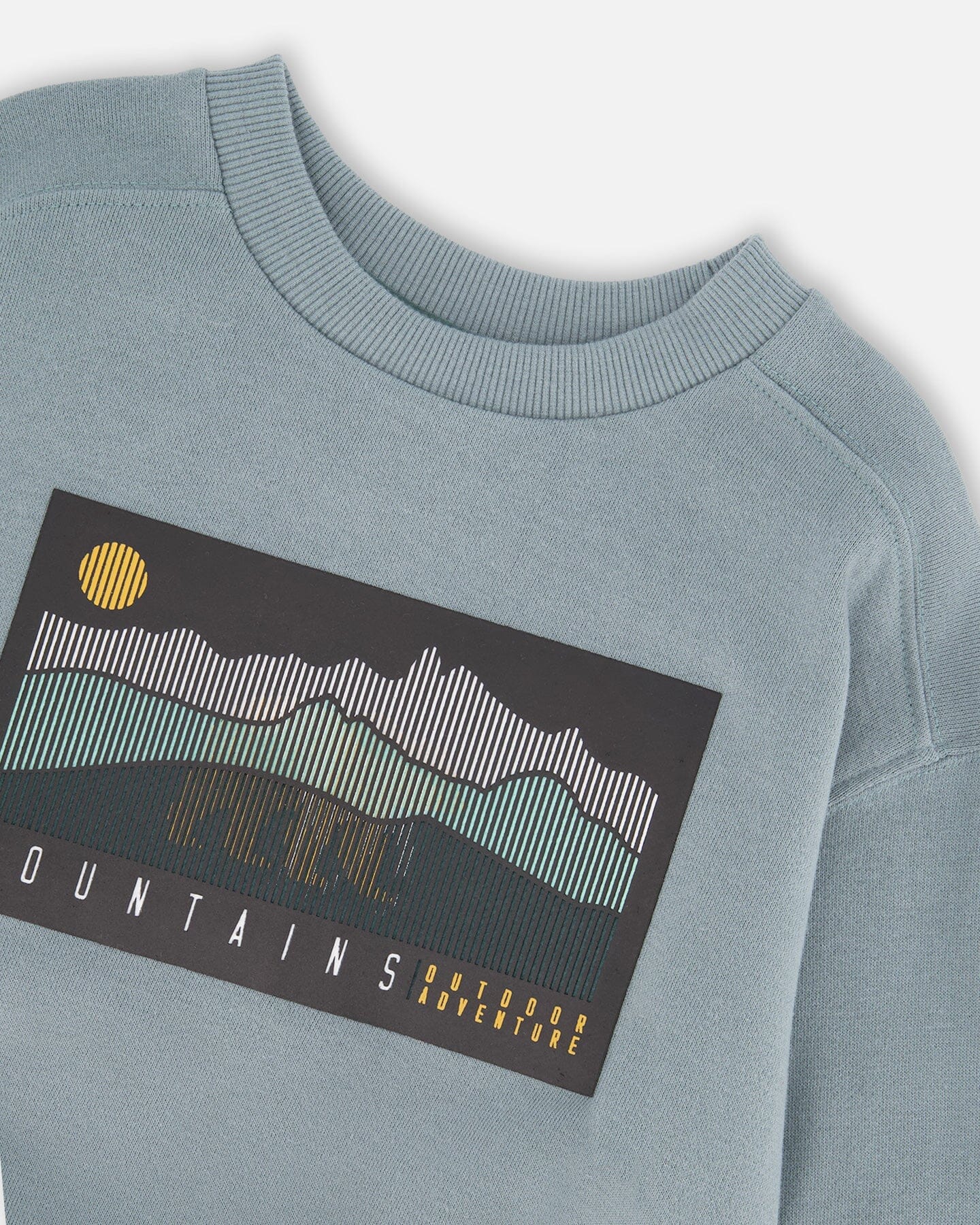 Animated Print French Terry Sweatshirt Sage Green - Deux par Deux