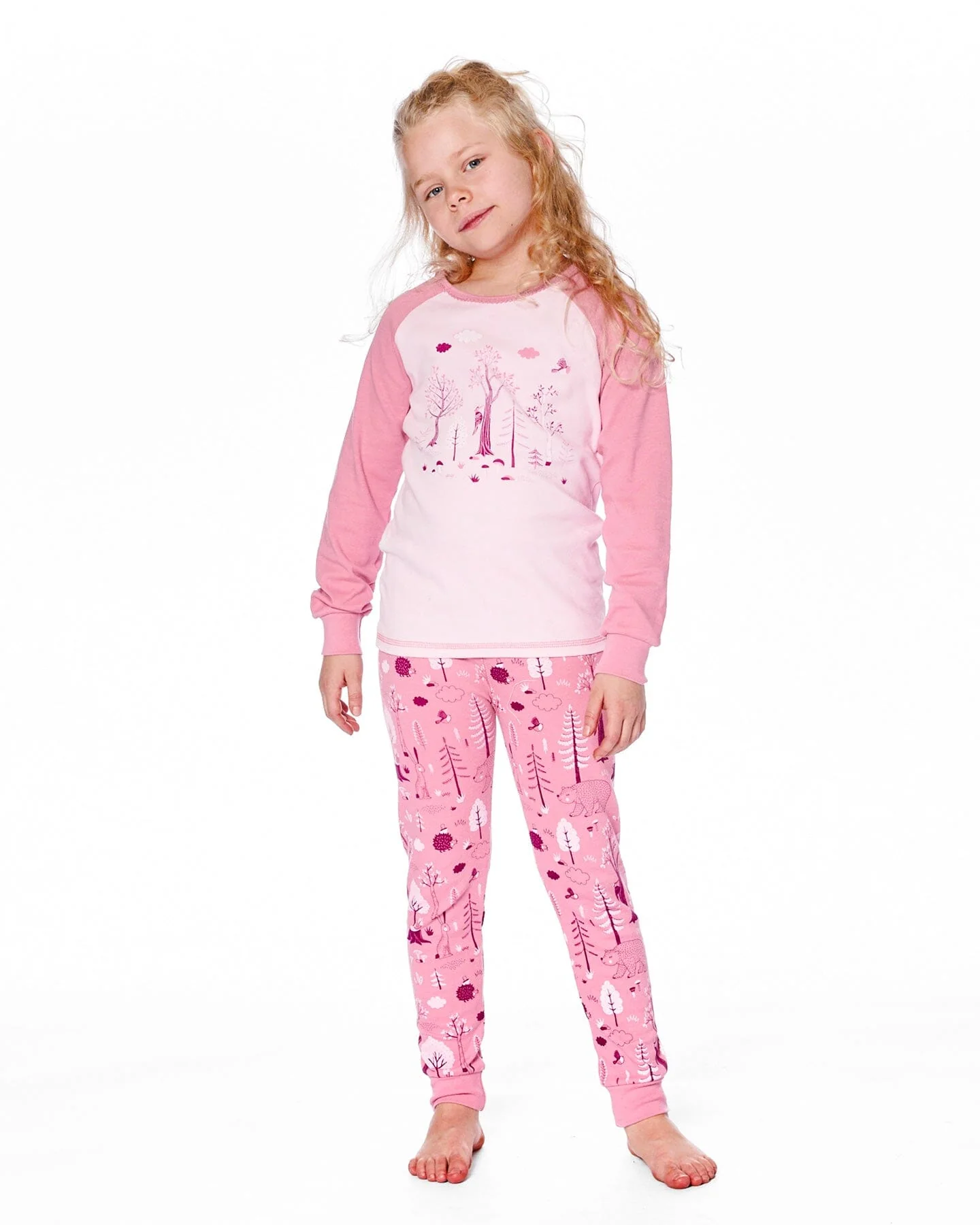 Organic Cotton Two-Piece Pajamas Pink Forest - Deux par Deux