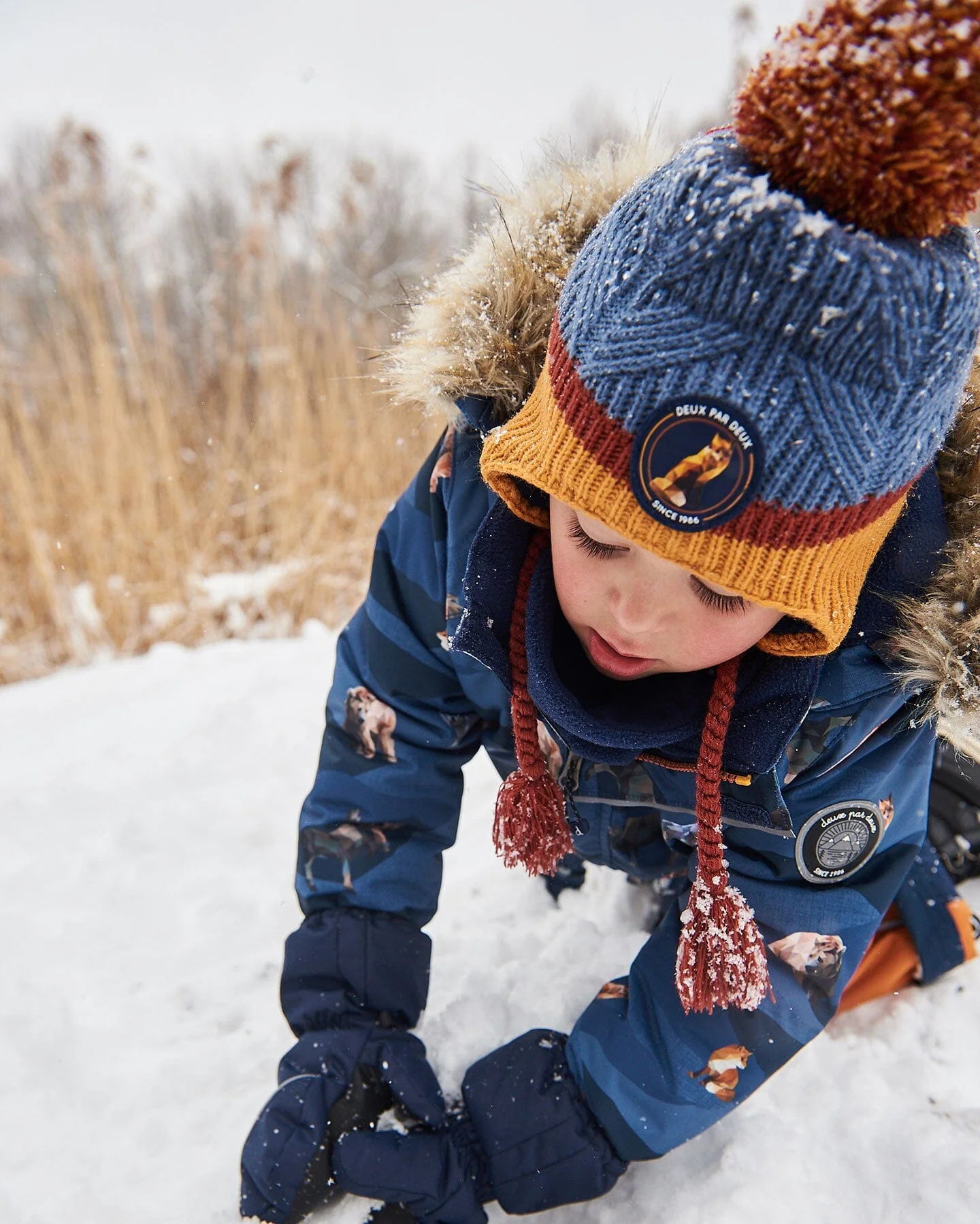 Peruvian Knit Hat Gradient Navy And Yellow - Deux par Deux