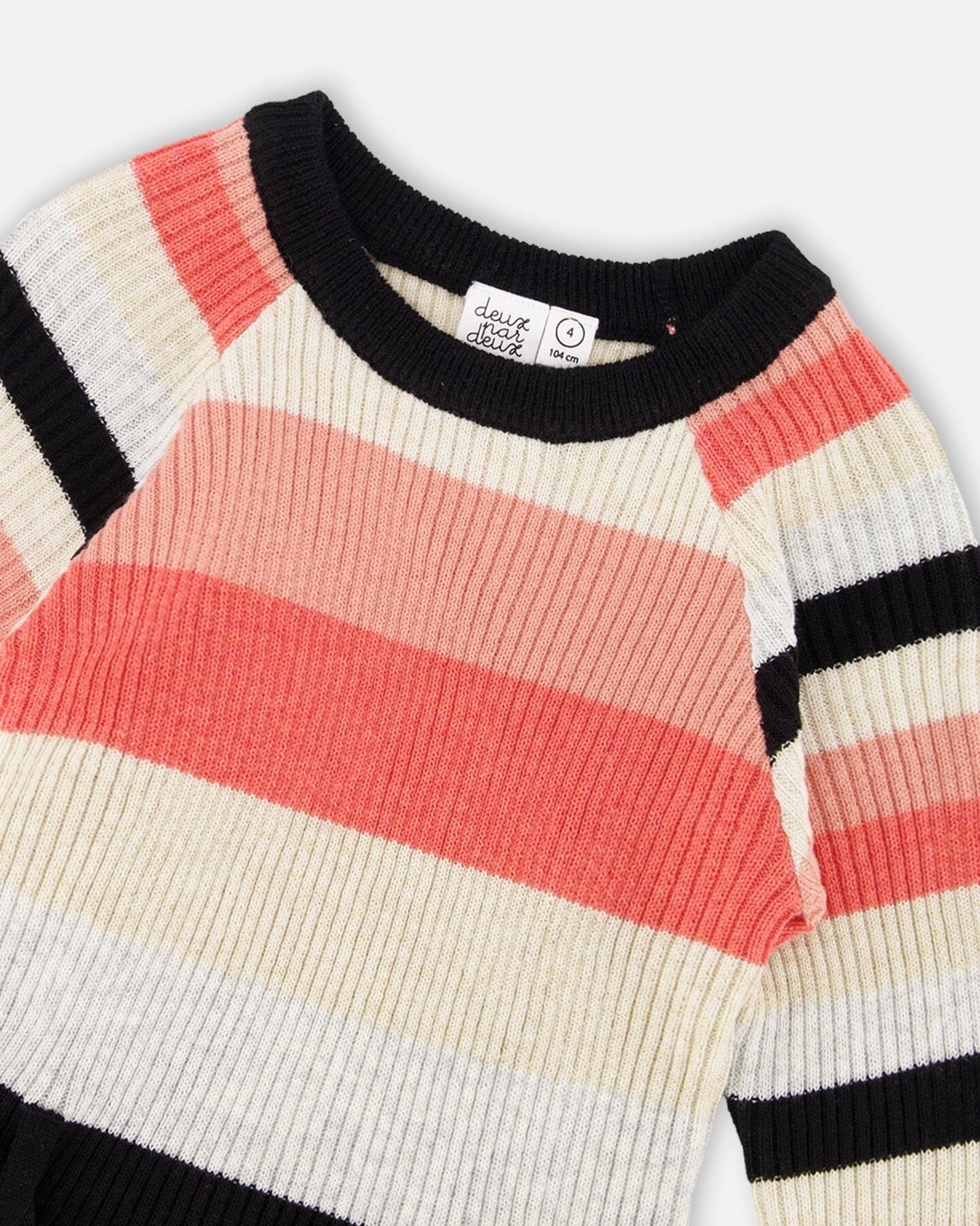 Striped Knit Dress Beige Black And Pink - Deux par Deux