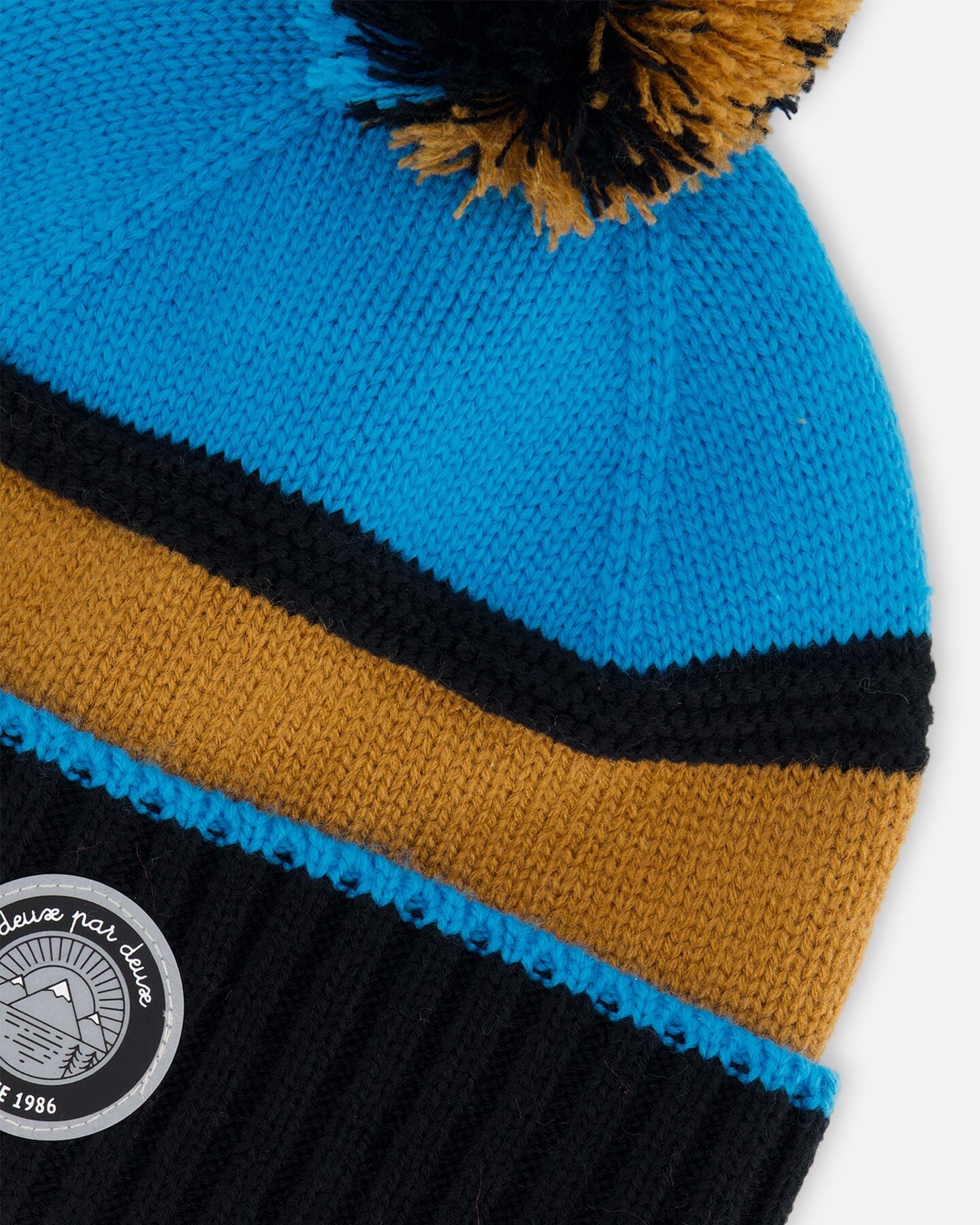 Knit Hat Blue, Black And Spice - Deux par Deux